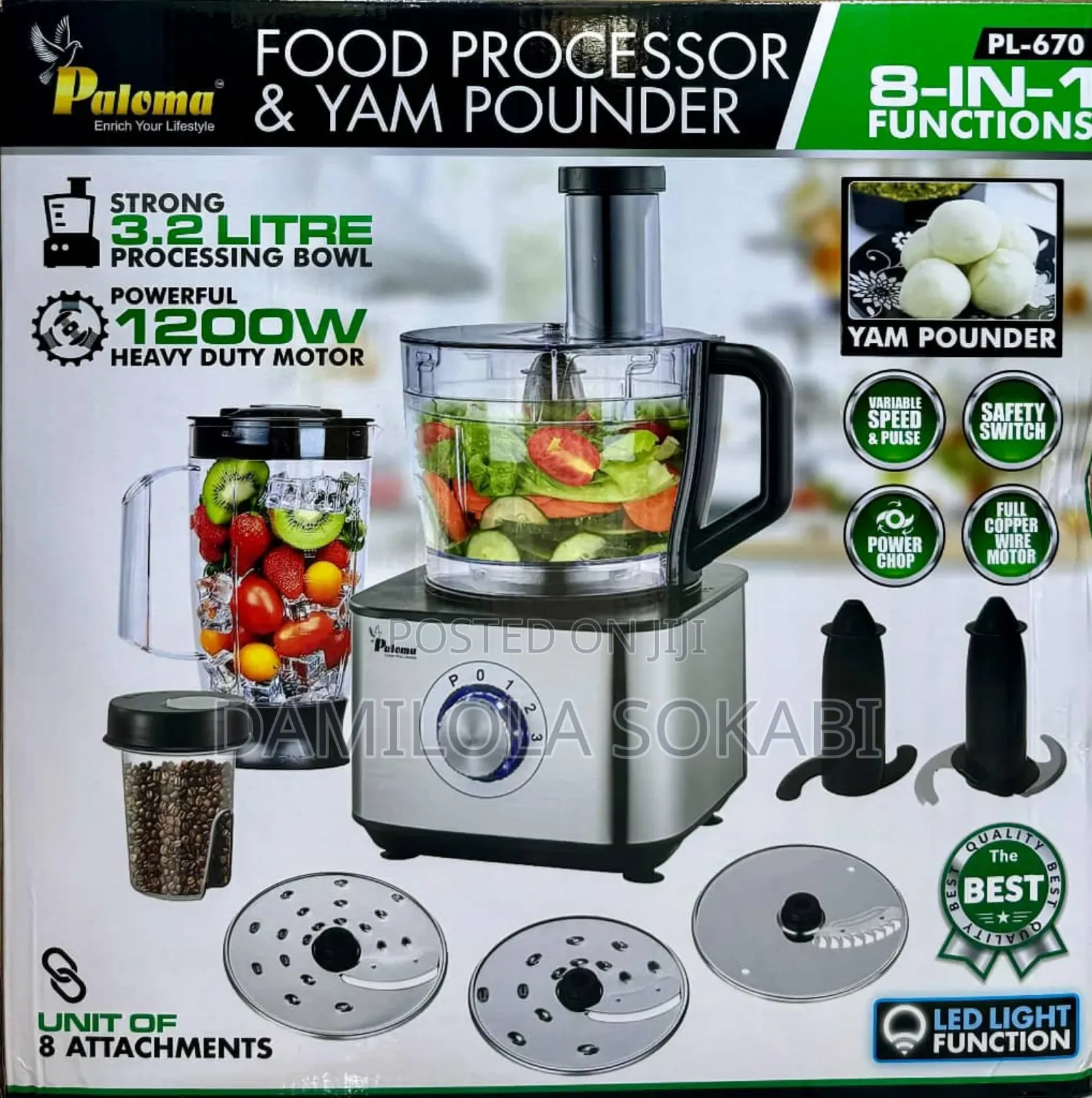 This Item Is a Paloma 8-in-1 Food Processor and Yam Pounder