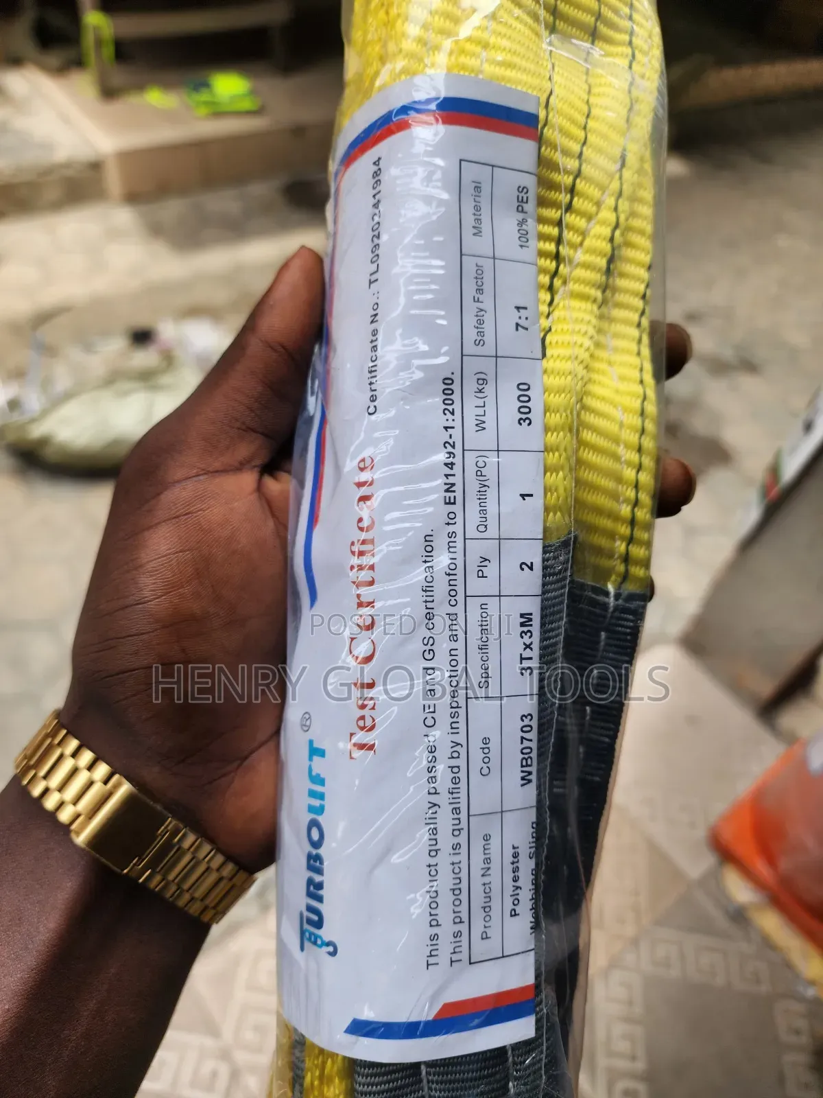 3ton by 3metres Lifting Belt