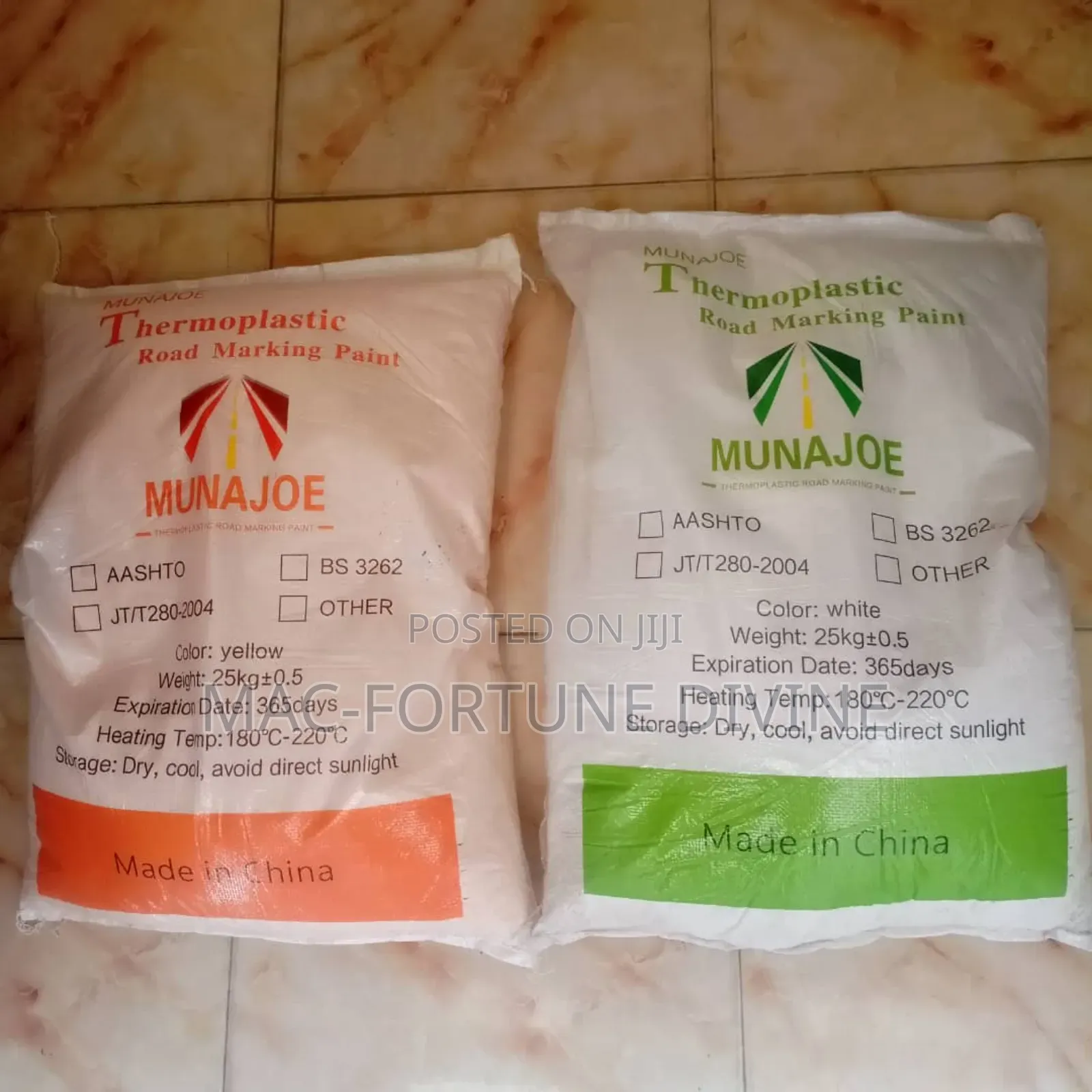 Munajoe Thermoplastic Road Marking Paint White And Yellow Colour.