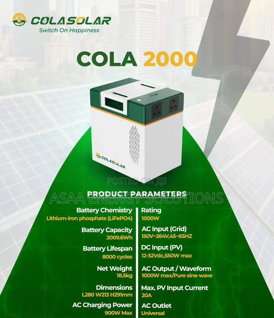 Colasolar 2000 2kwh 1000w With Warranty