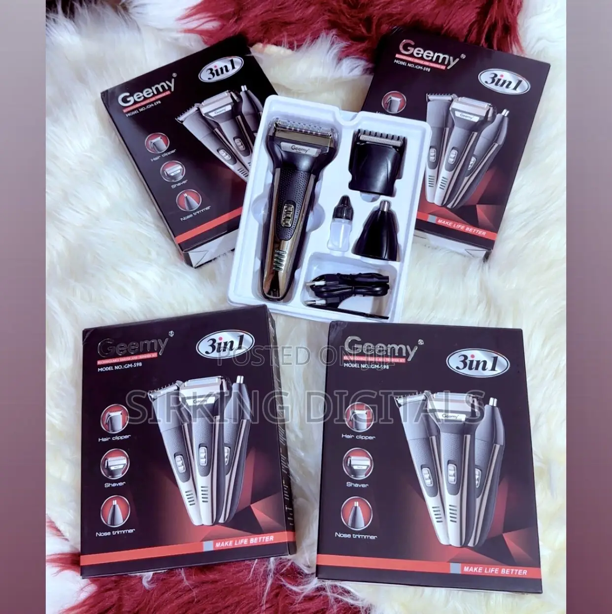 Geemy 3 in 1 Authentic Rechargeable Electric Hair Clipper