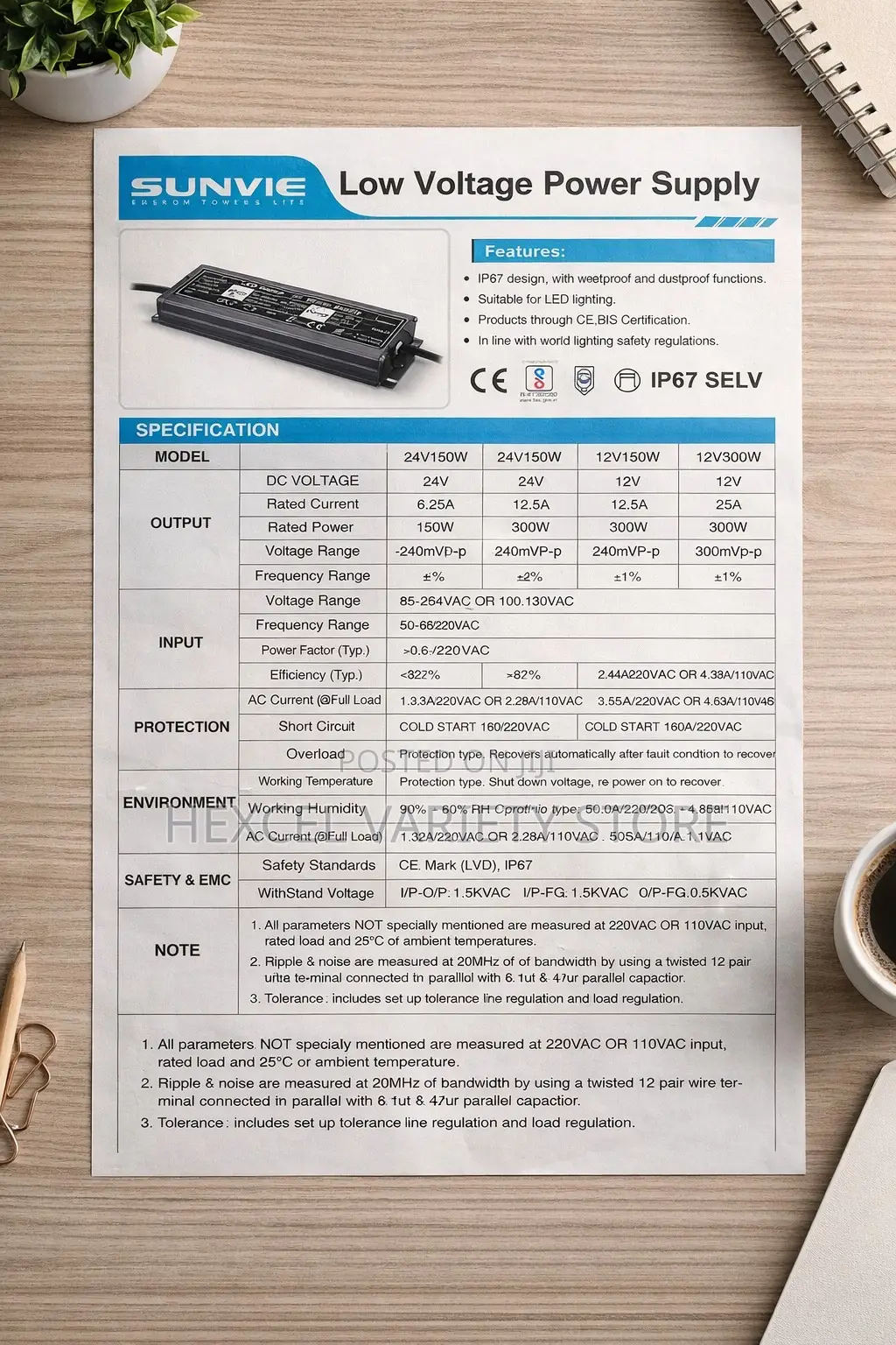 Sunvie Ip67 Low Voltage Power Supply 12v/24v 150w–300w Led Driver