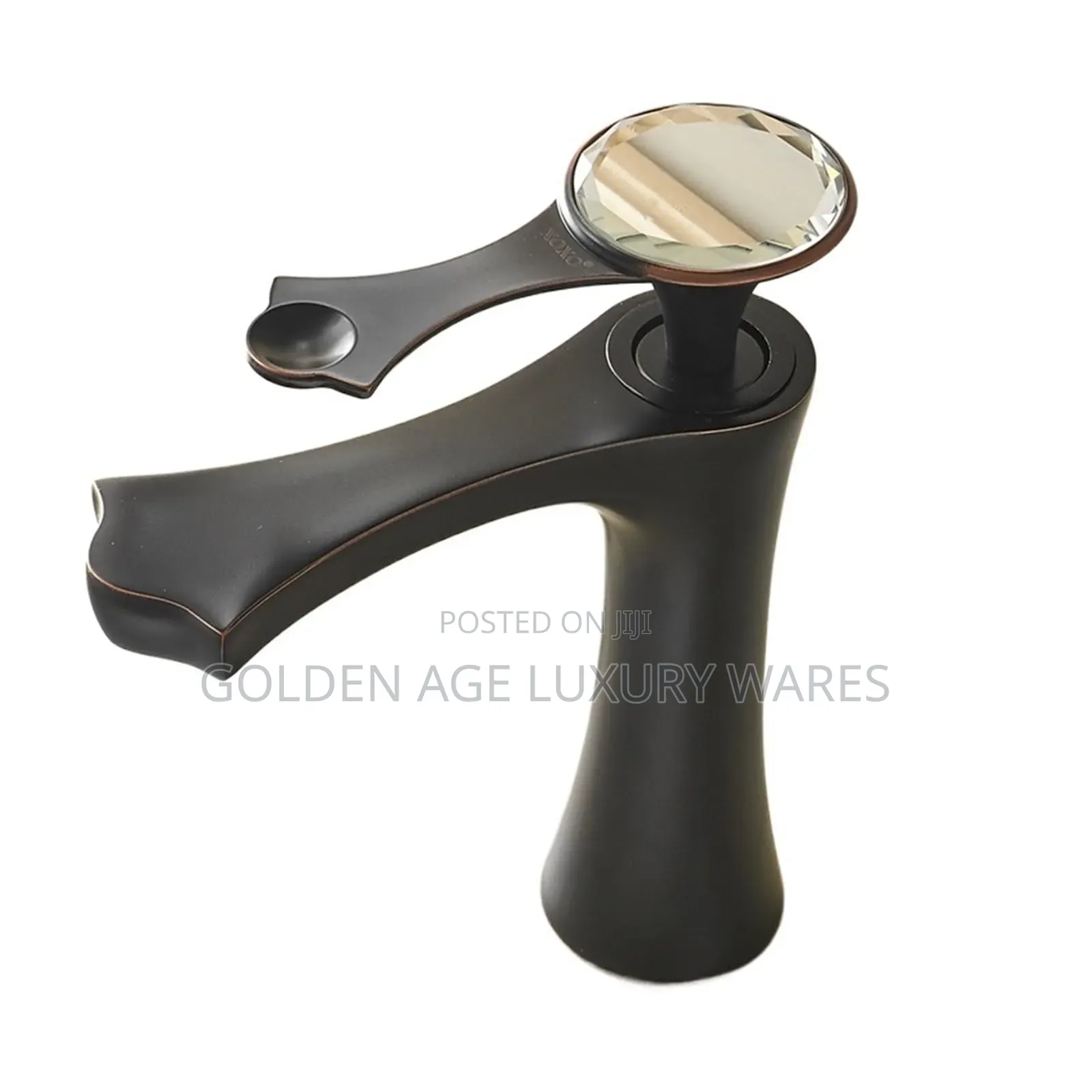 Black Basin Mixer Tap With Crystal Top