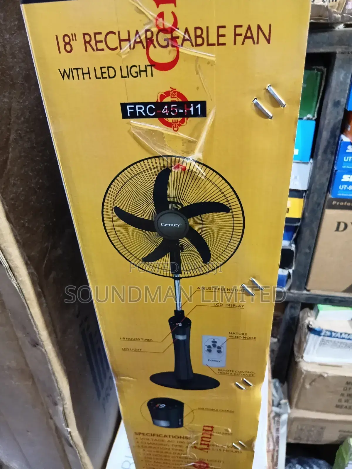 Century Rechargeable Standing Fan 18" FRC-45-H1 Extra Battery Life