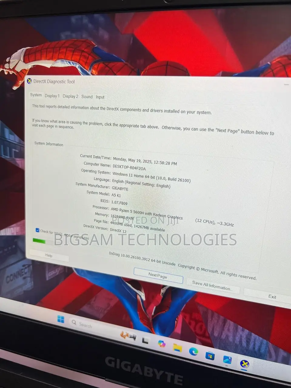 Laptop Gigabyte 16GB Intel Core i7 SSD 512GB