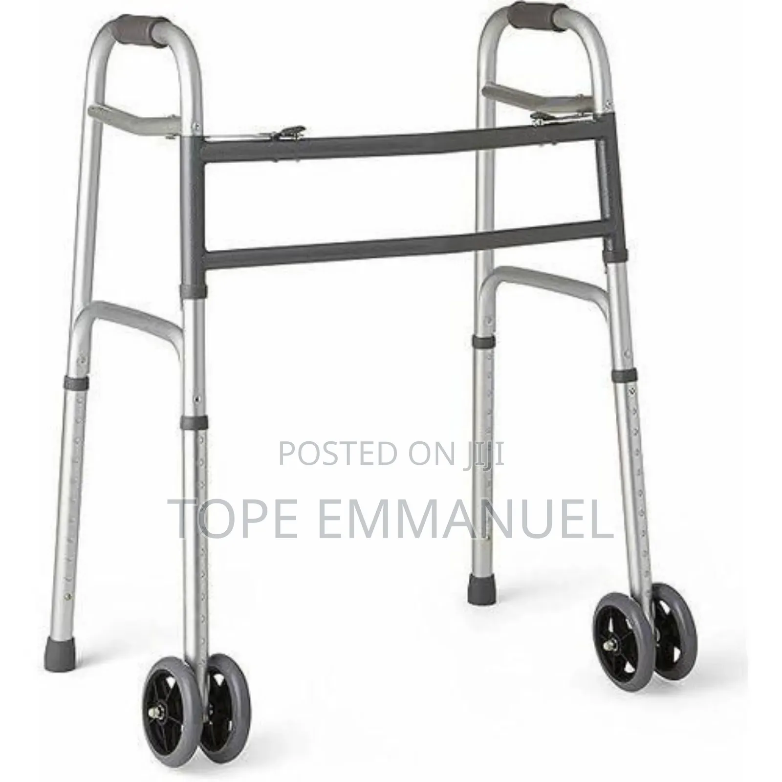 Strong Adjustable and Foldable Zimmer Frame With Strong Double Wheels