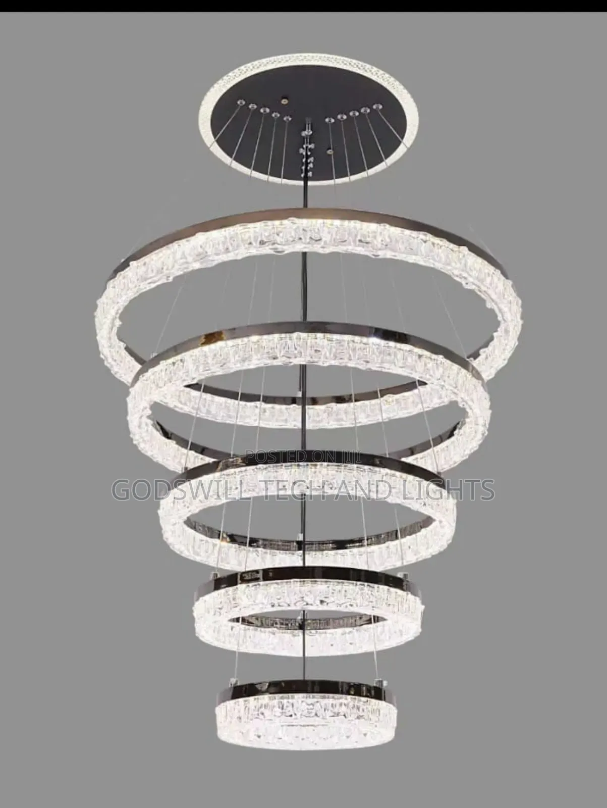 5-Ring Crystal Pendant Chandelier