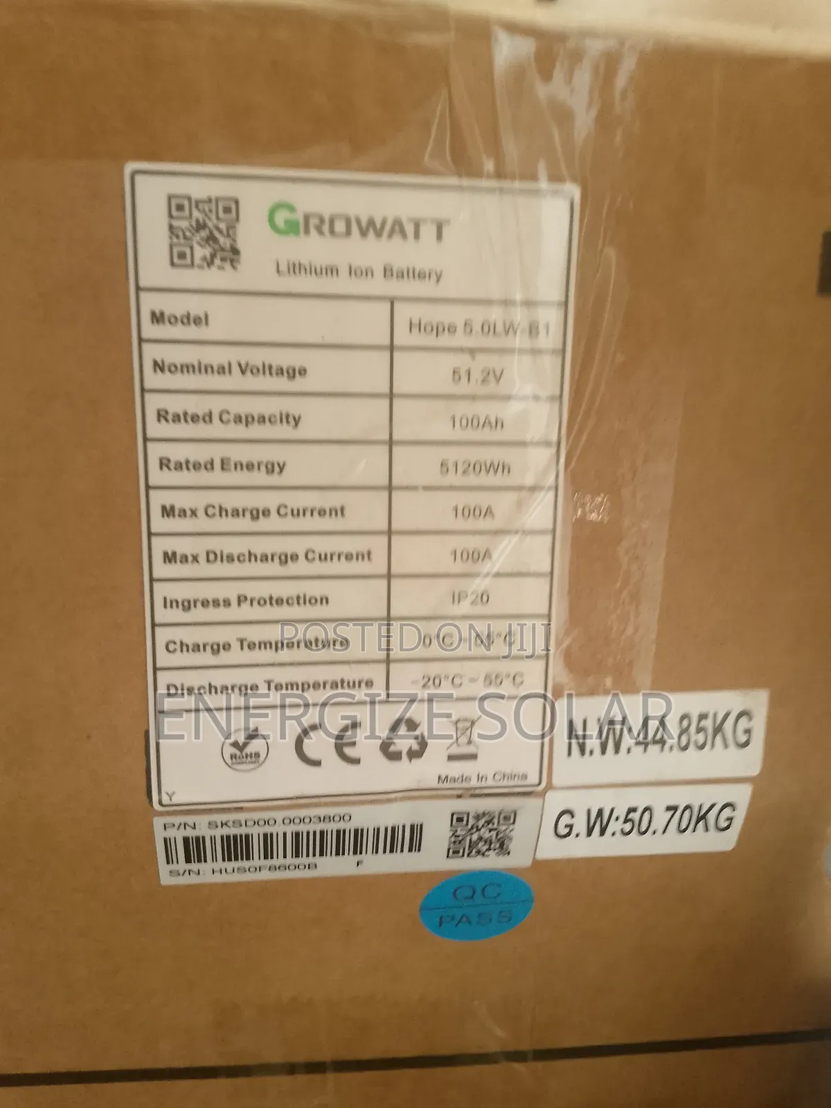 _5kwh 51.2v  Growatt Lithium Battery