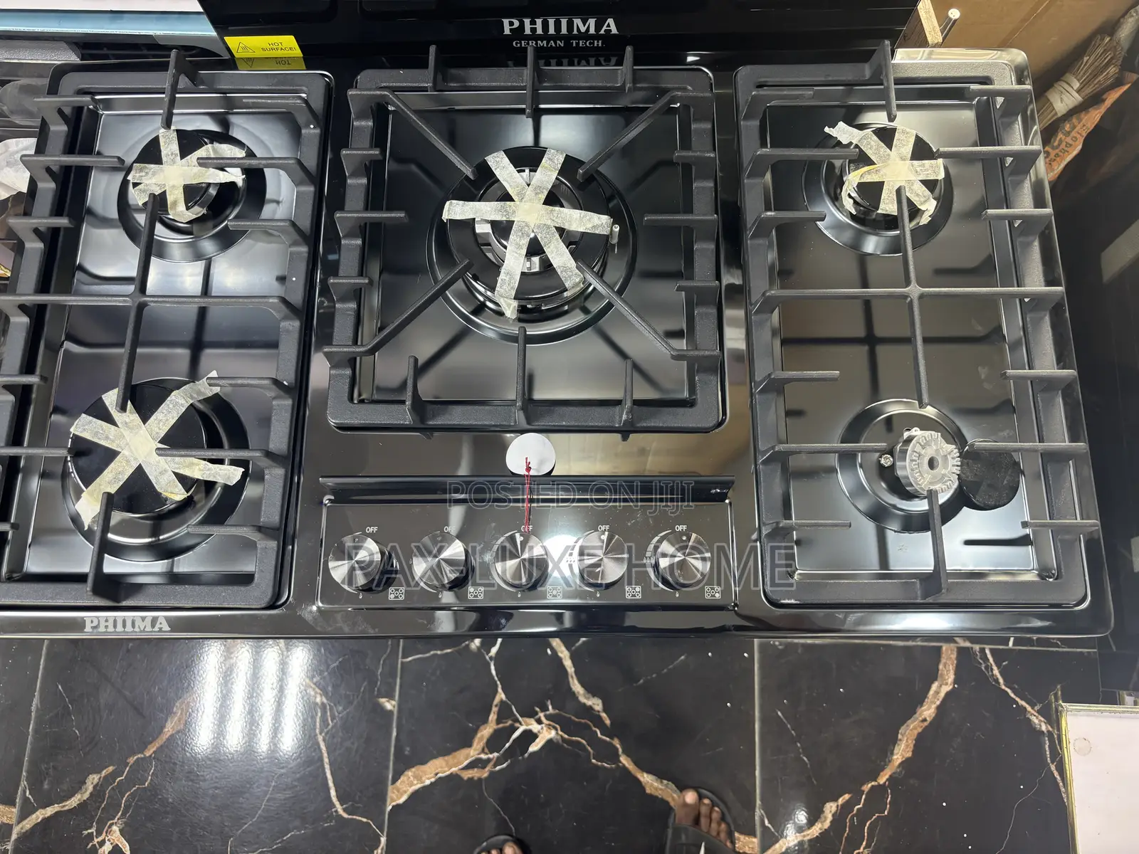 Phiima 5 Burner Black Stainless Gas Hob With Warranty