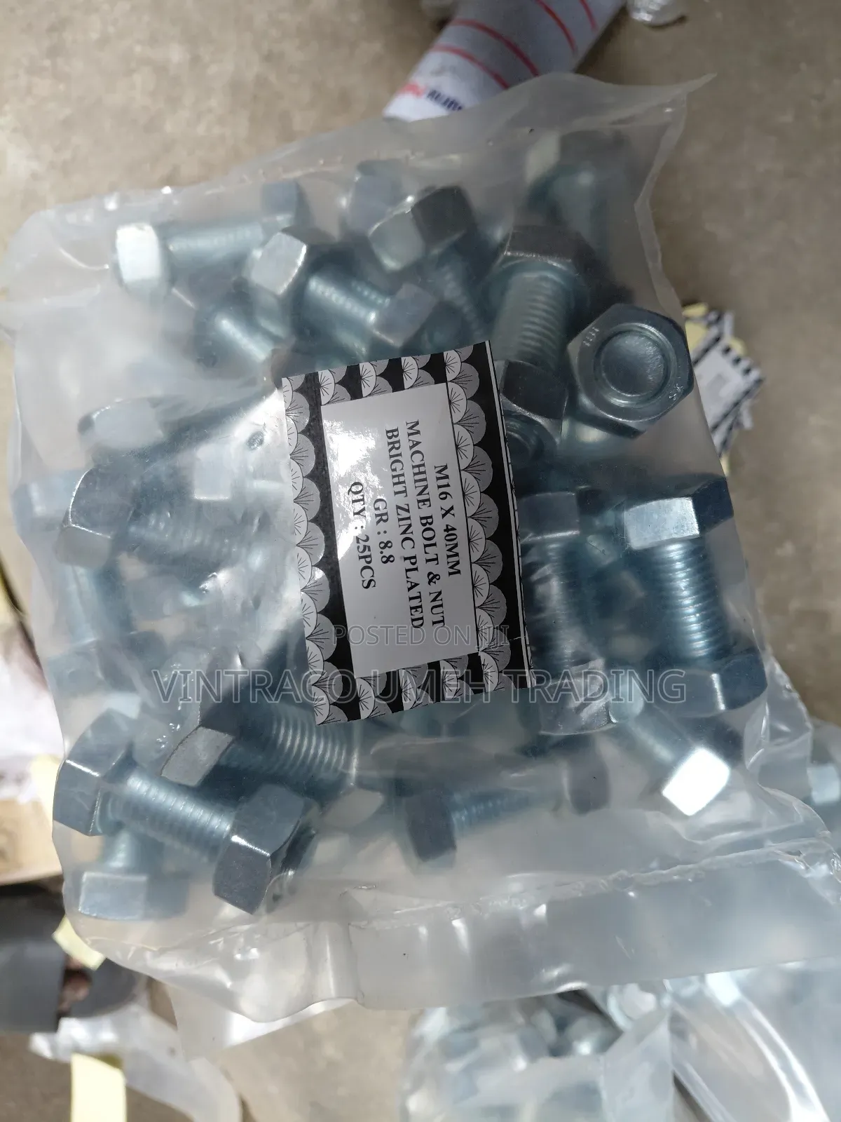 M16 X 40mm Machine Bolt and Nut (Pack of 25)