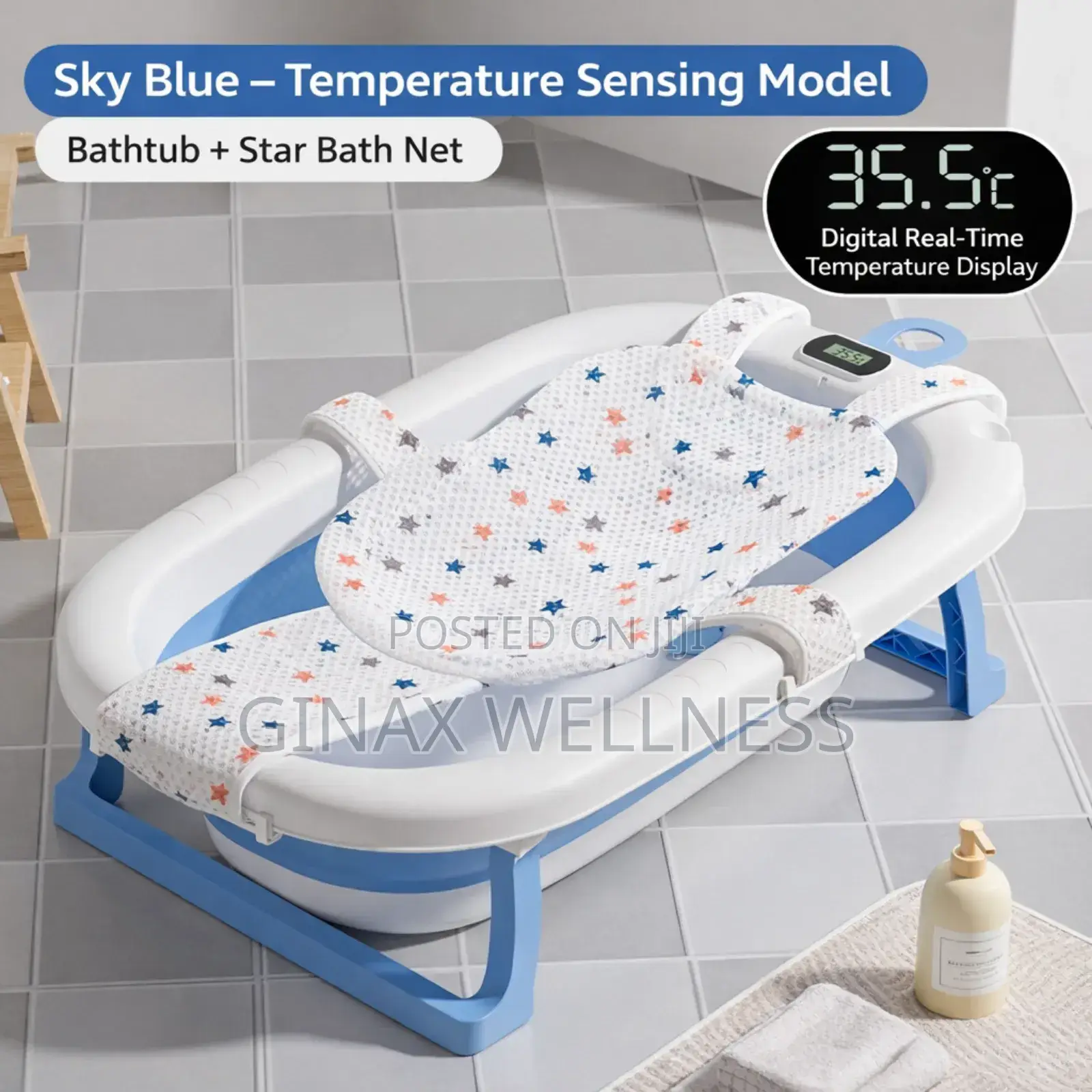 Spacious Foldable Baby Bathtub With Breathable Bath Net