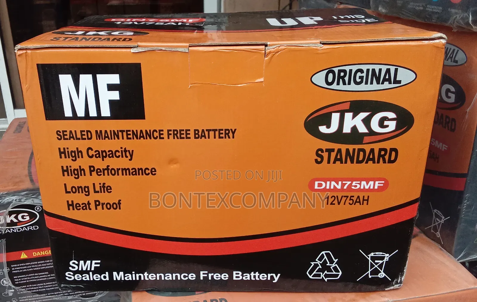 JKG Standard Din75mf 12v 75ah Sealed Maintenance-Free Battery
