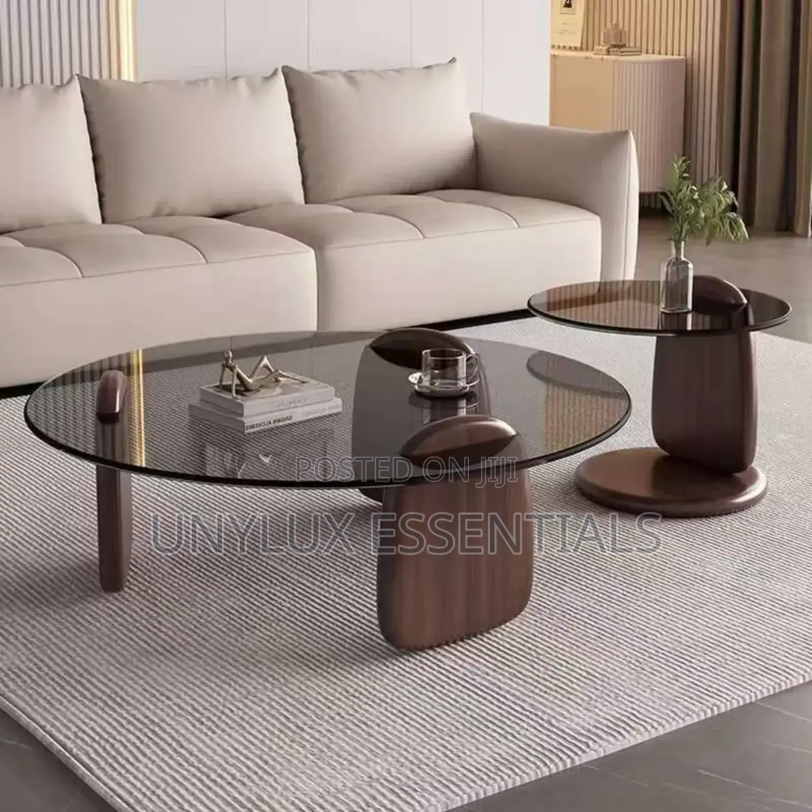 Round Center Table Glass Aesthetic Furniture 
Size: 90cm and 50cm