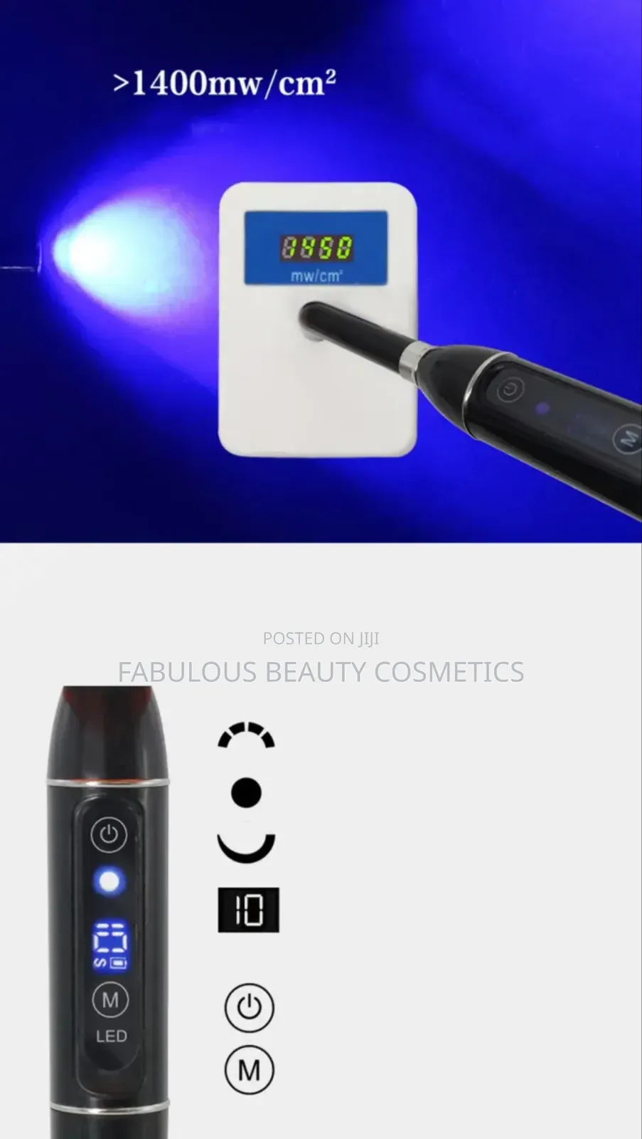 Led Curing Light, Cordless Dental Photopolymerizer, 1400 Mw Intensity
