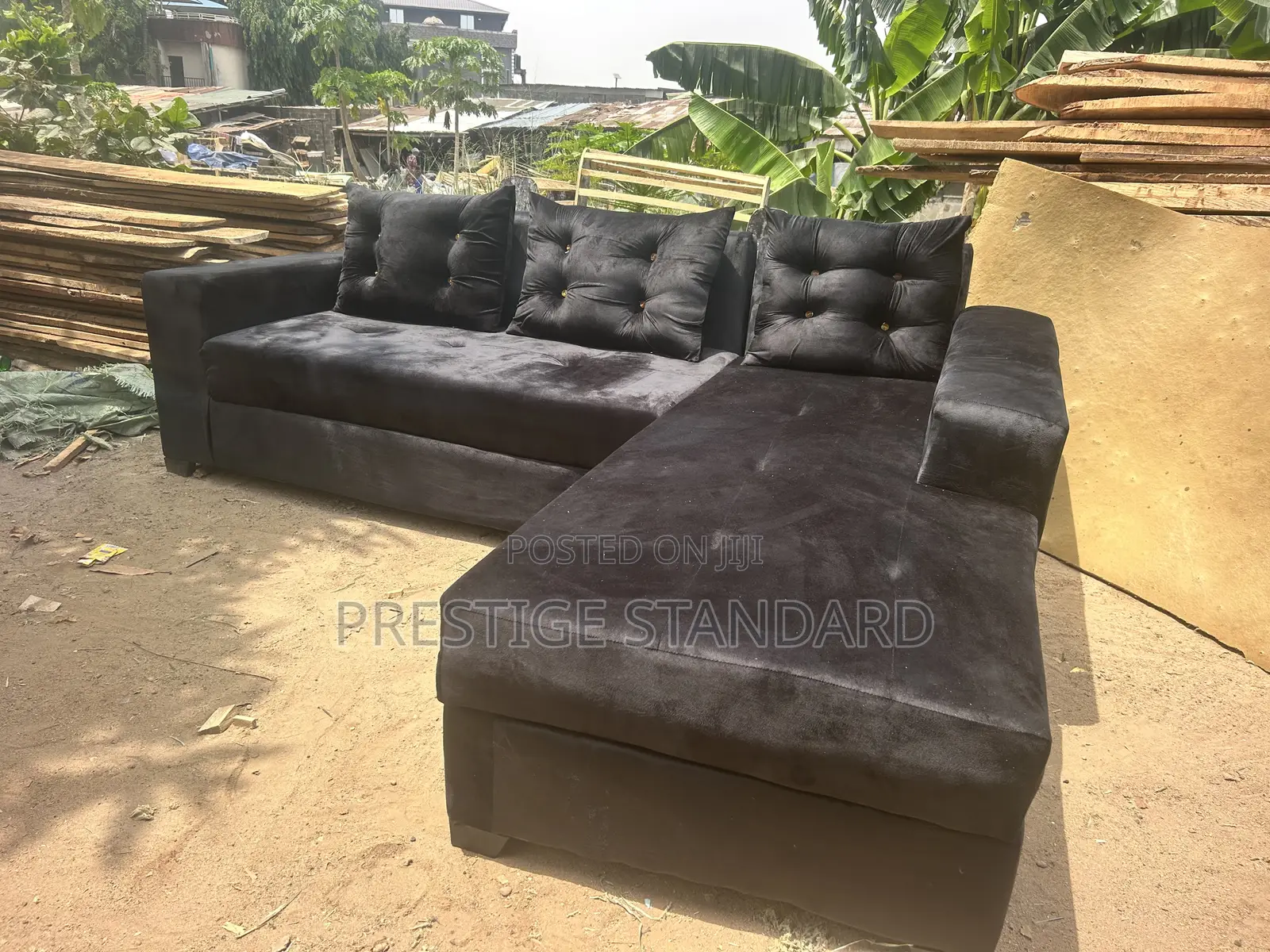 A Mini Black Velvet Couch