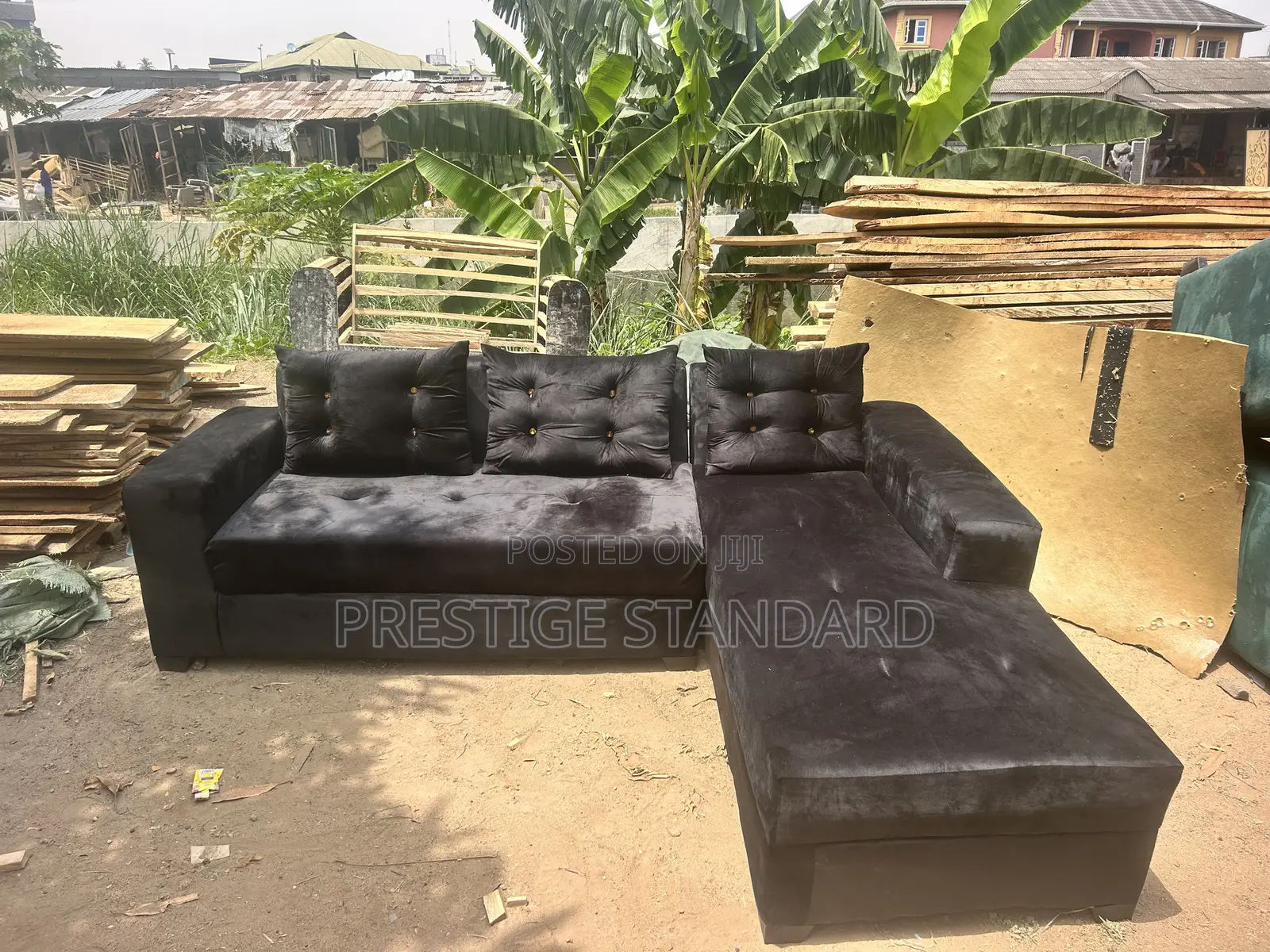 A Mini Black Velvet Couch