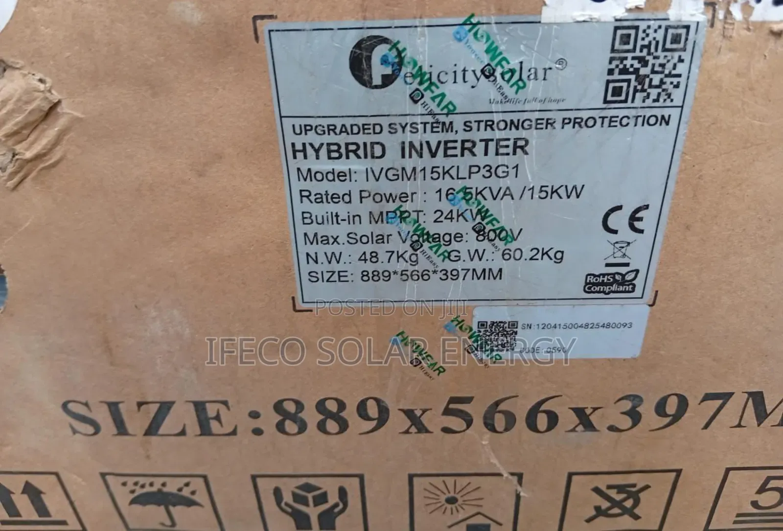 Felicity Ivgm Hybrid Inverter 15kva 48v 3 Phase Inverter