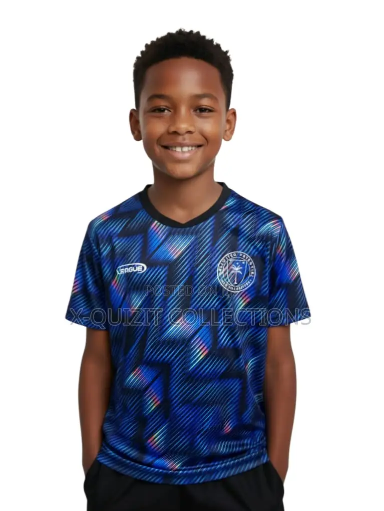 Boys’ Blue Geometric Sports Jersey (4y-14y)