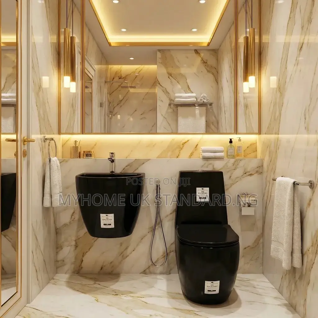 Modern England Black Water Closets With Wash Hand Basin Set