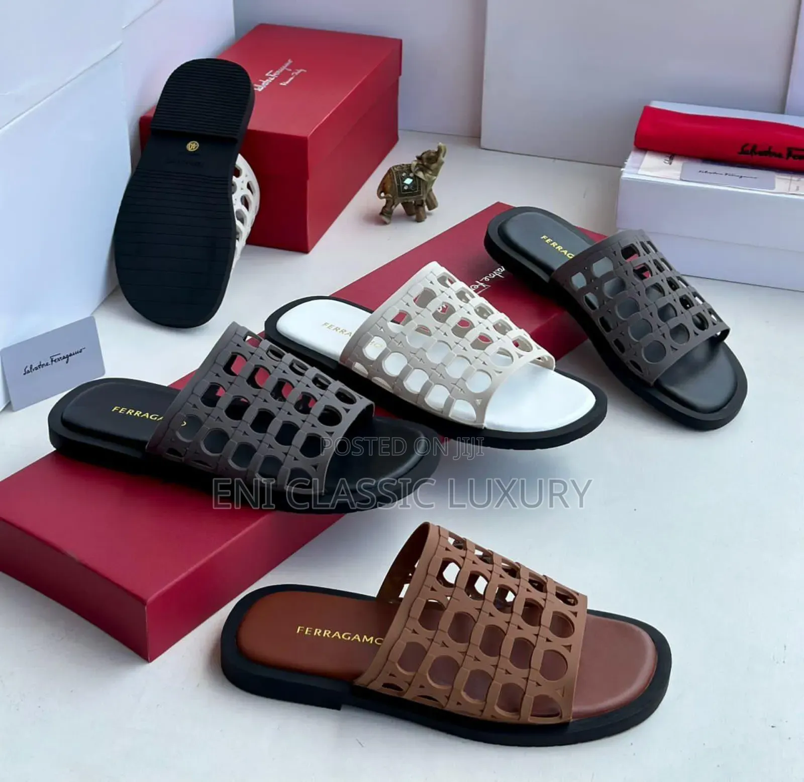 Salvation Ferragamo Luxury Men's Slippers Well Banded Package