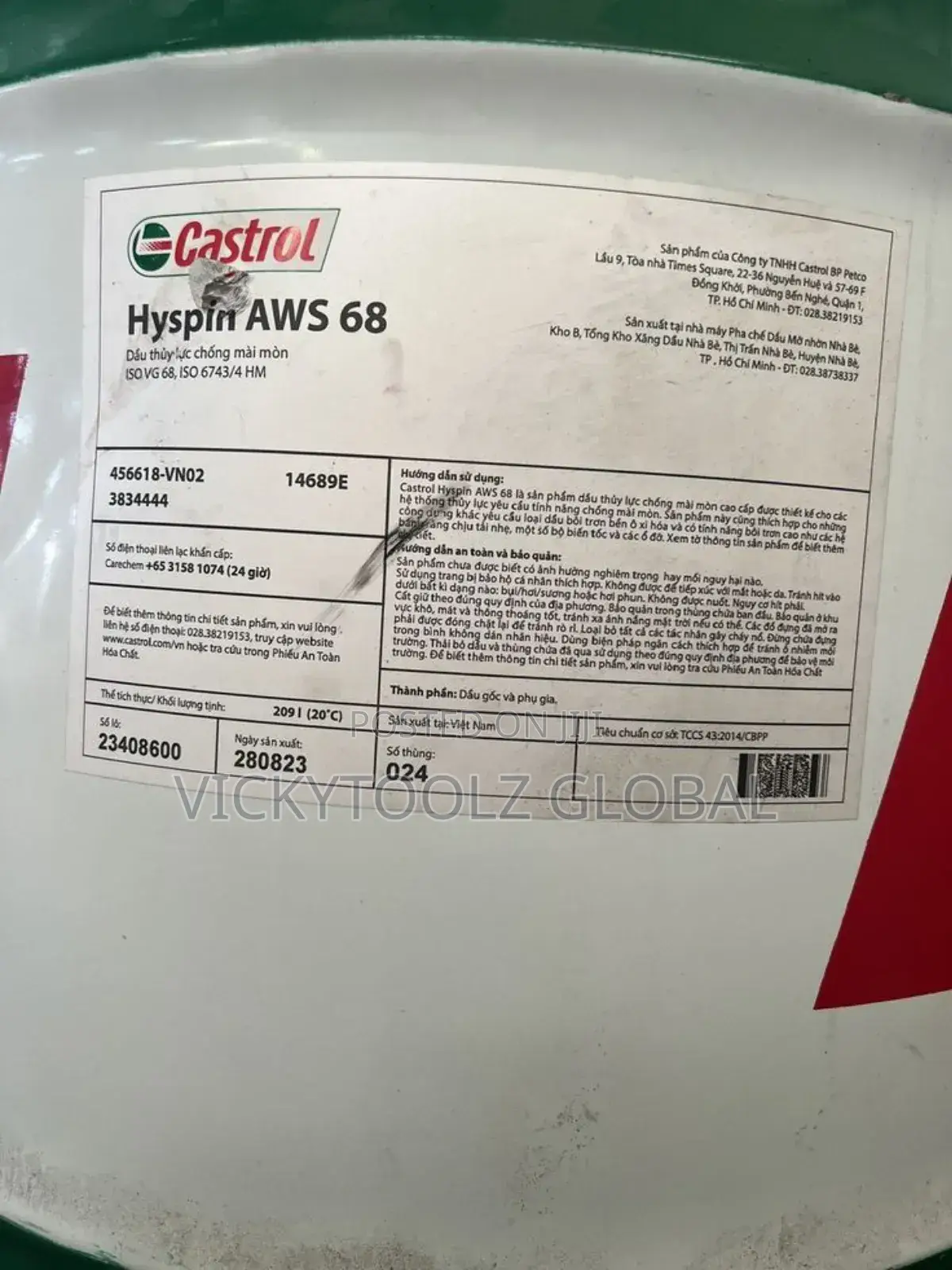 Castrol Hyspin Aws 68 (209litres)