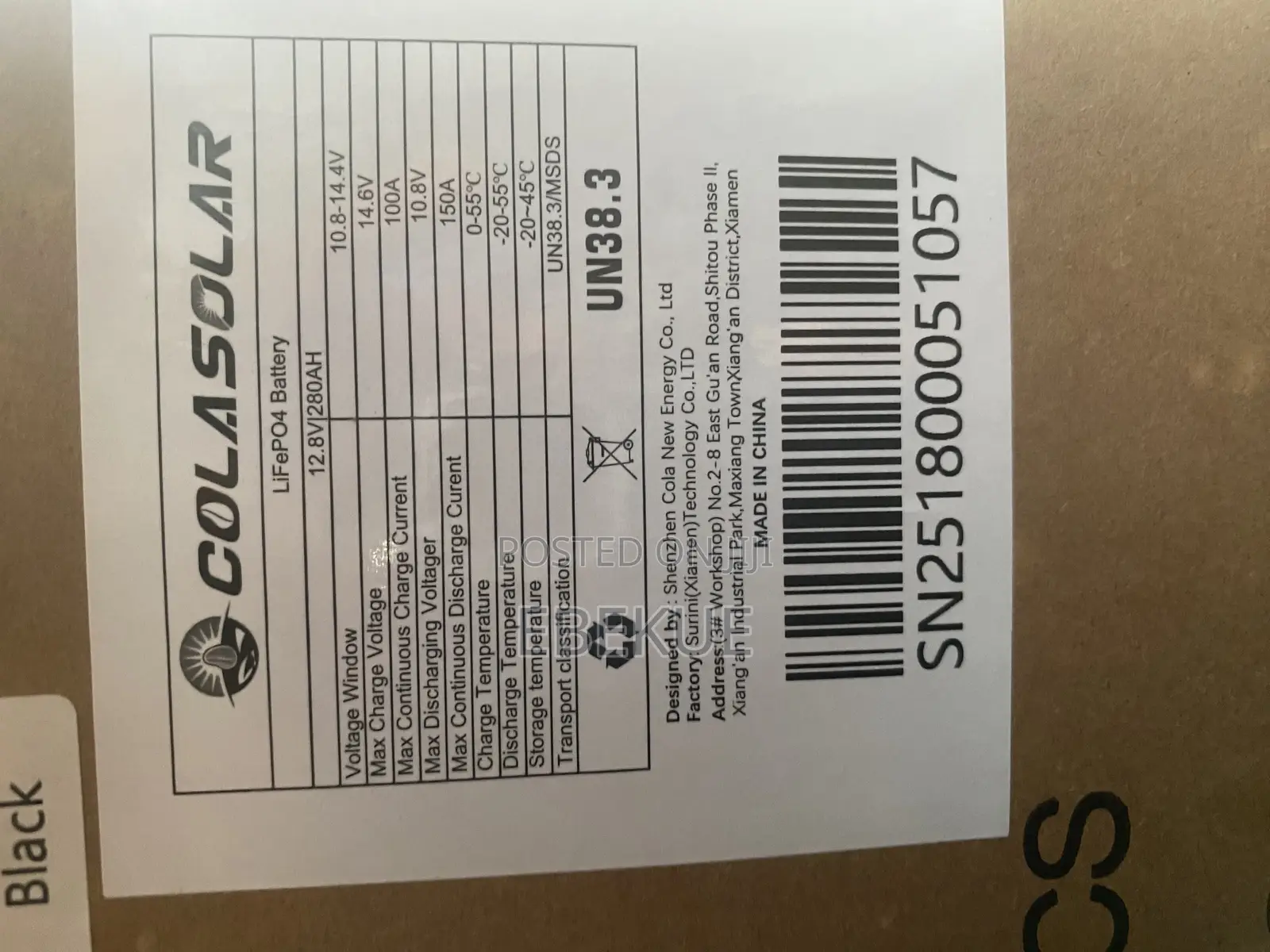 Colasolar Lithium Battery 12v
