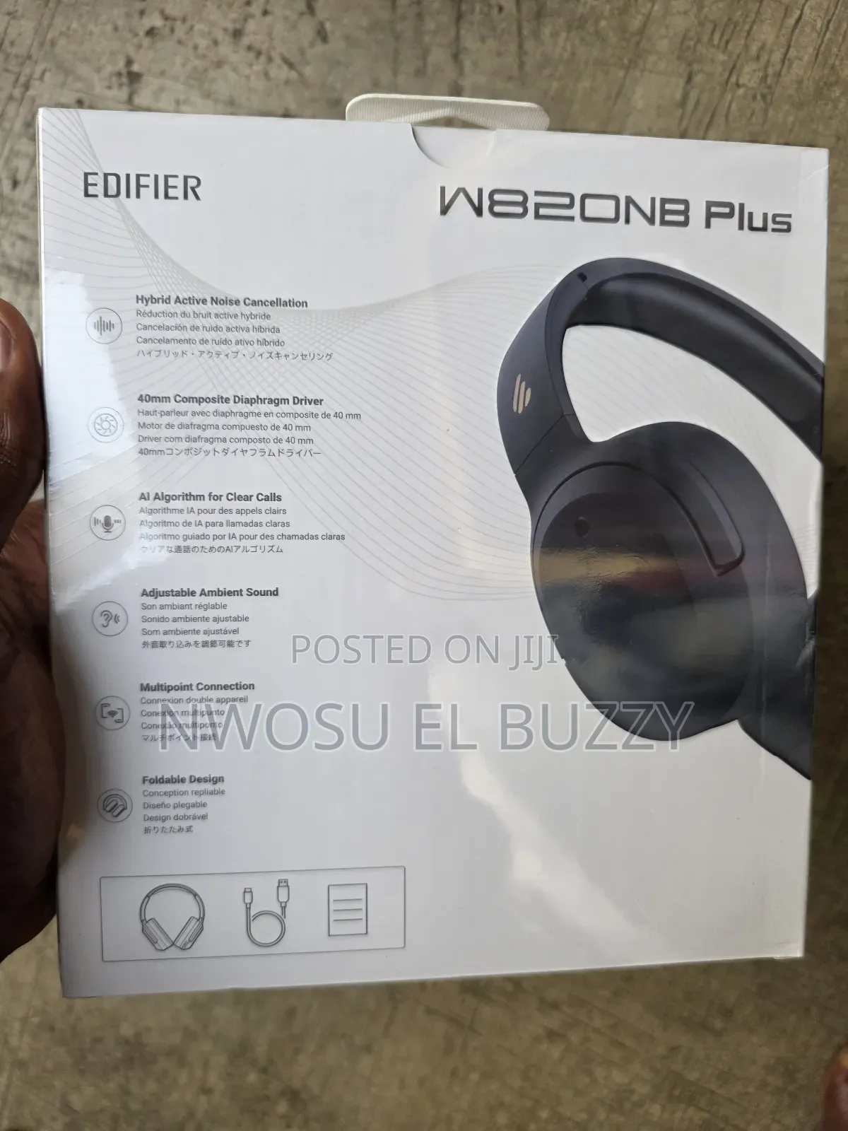 Edifier W820nb Plus Wireless Over-ear Noise-canceling Headphones.