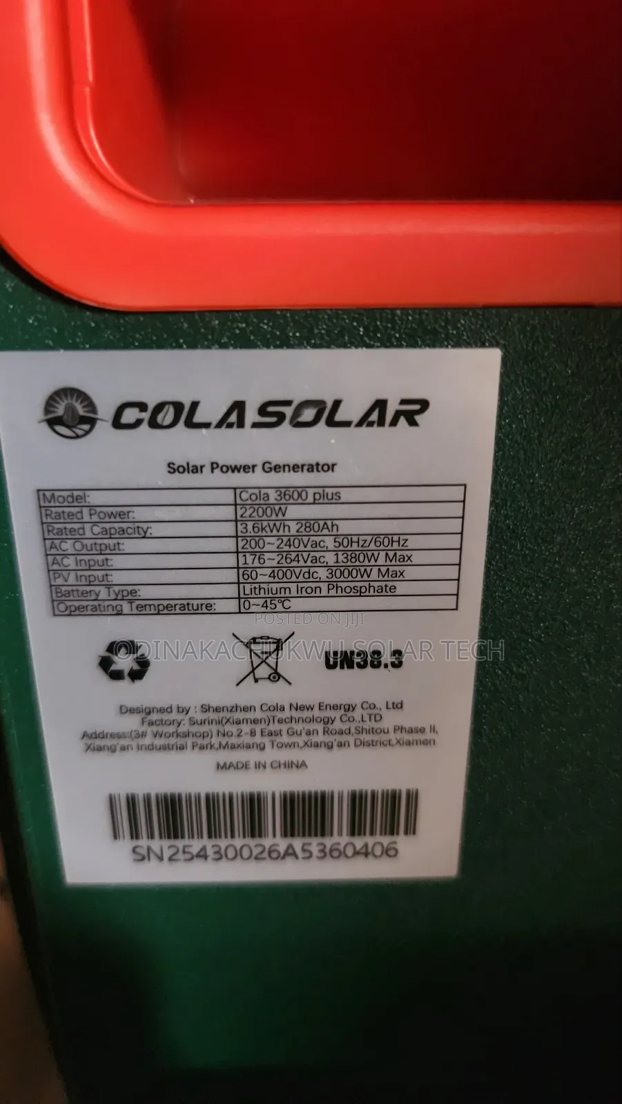 2200w 3.6kwh Plus Cola Solar System With Panels