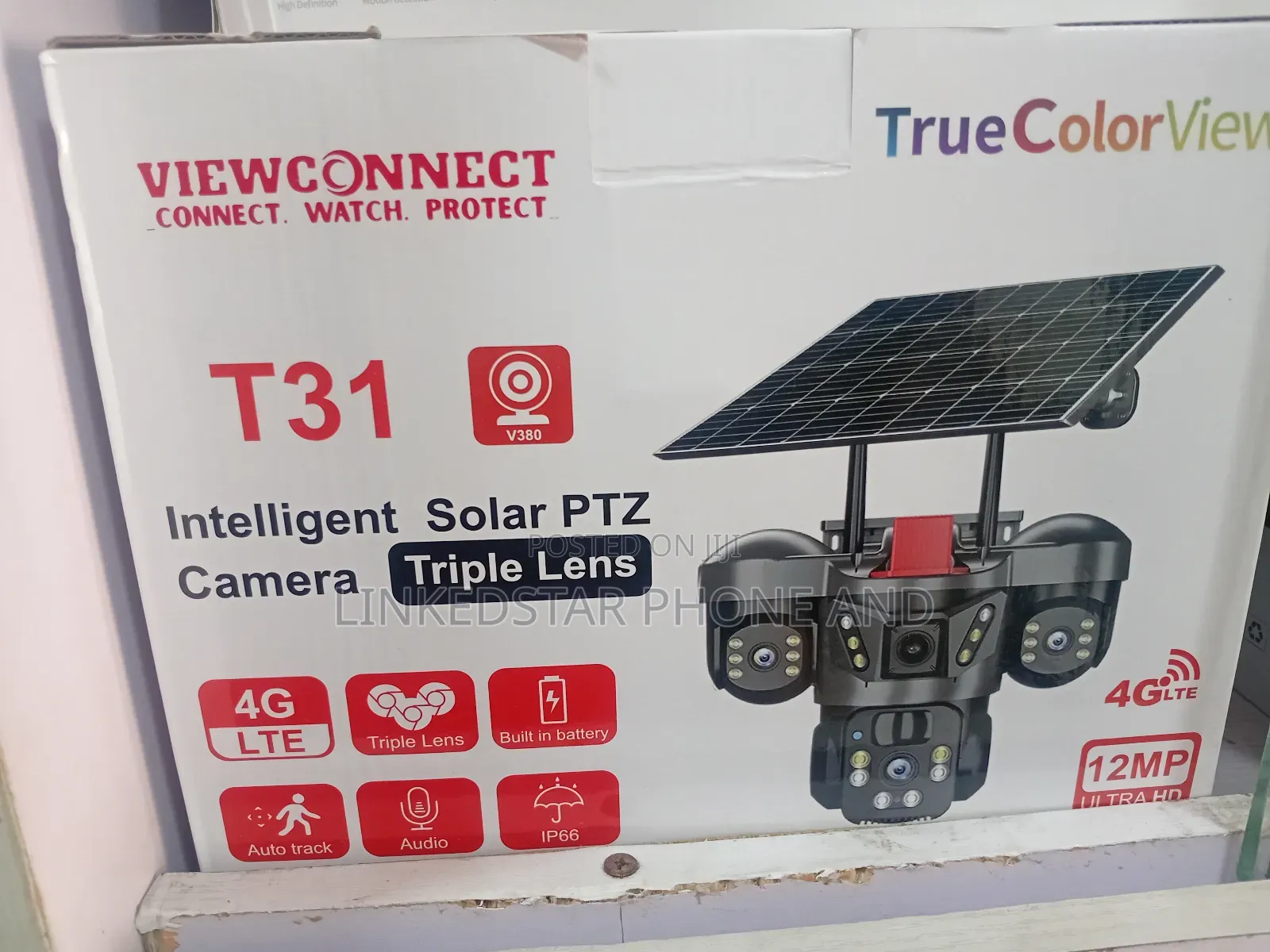 Triple Lens CCTV 9mp, 4g, - 2 Way Audio, Night Vision, Battery Solar