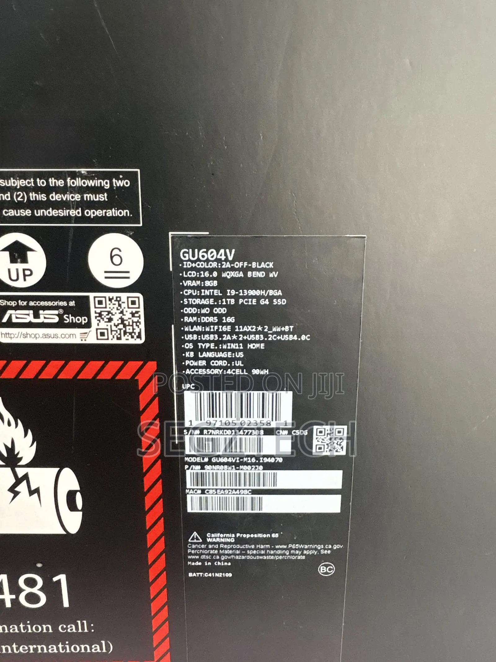 Laptop Asus ROG Zephyrus M16 GU603HR 32GB Intel Core i9 SSD 1T