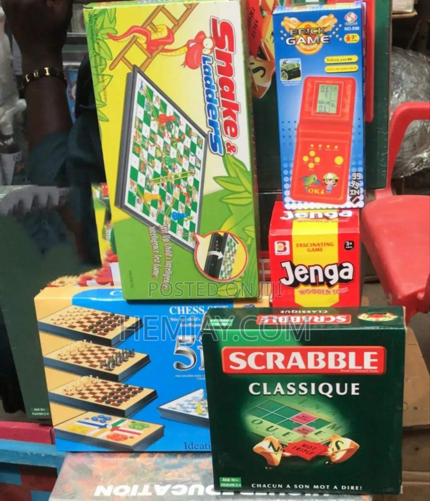 Kids Games "Jenga, Scrabble, Snake Ladder, Brick Game, 5in1 Game