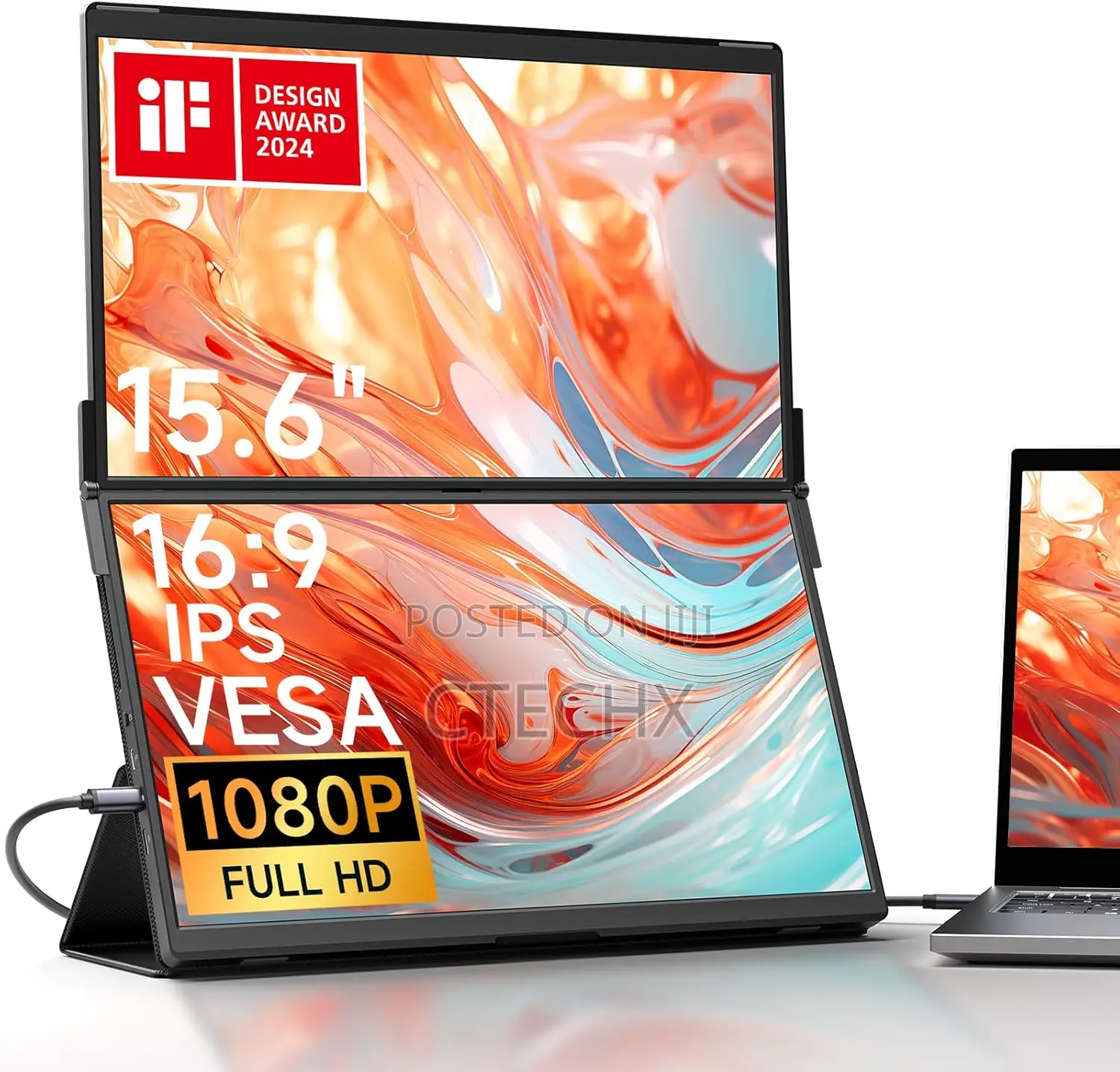 Jsaux Flipgo Lite 15.6 Dual Laptop Screen Extender 1080 Triple Monitor