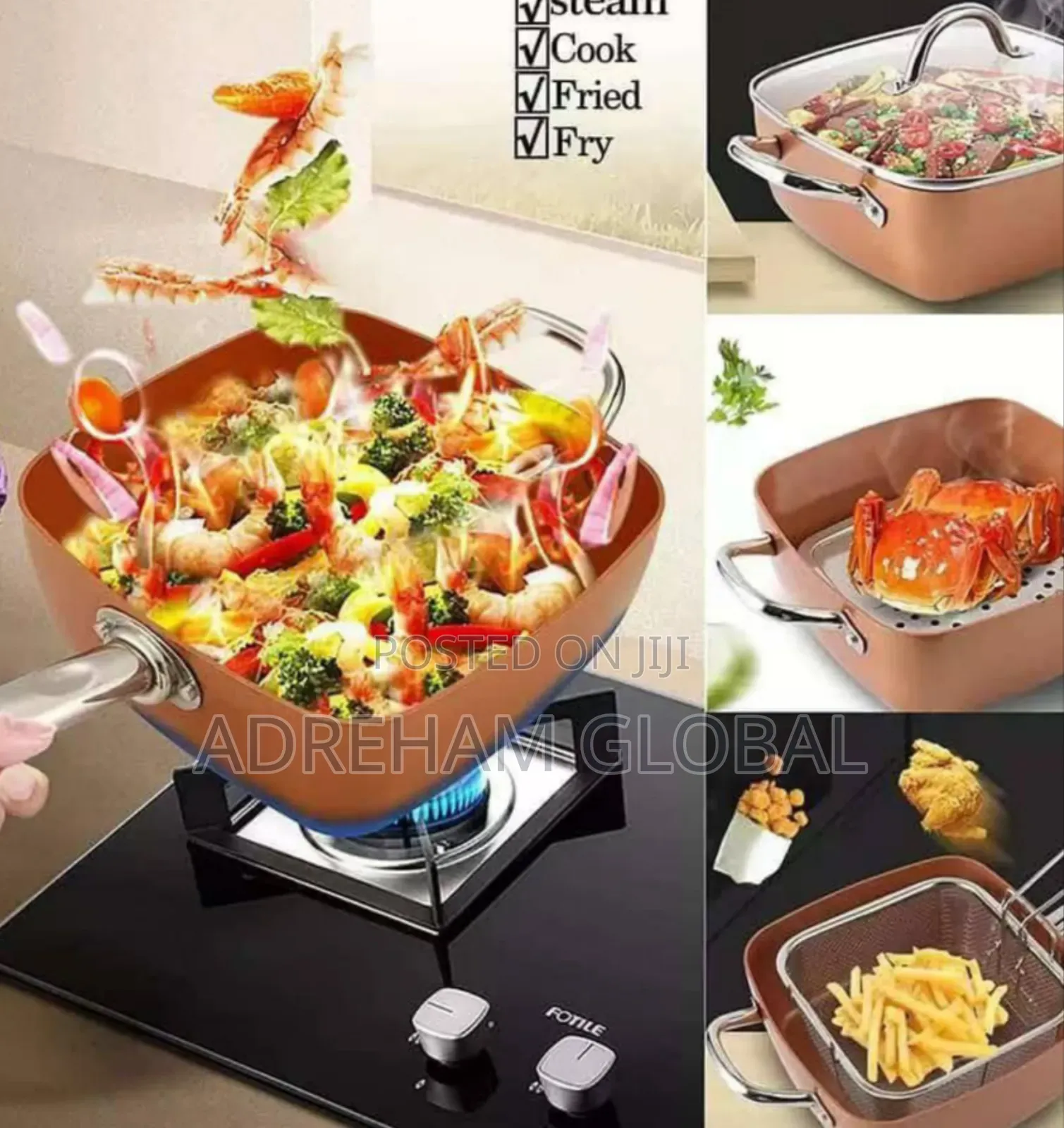 4.5liters 5 in 1 Deep Fryer Copper Pan