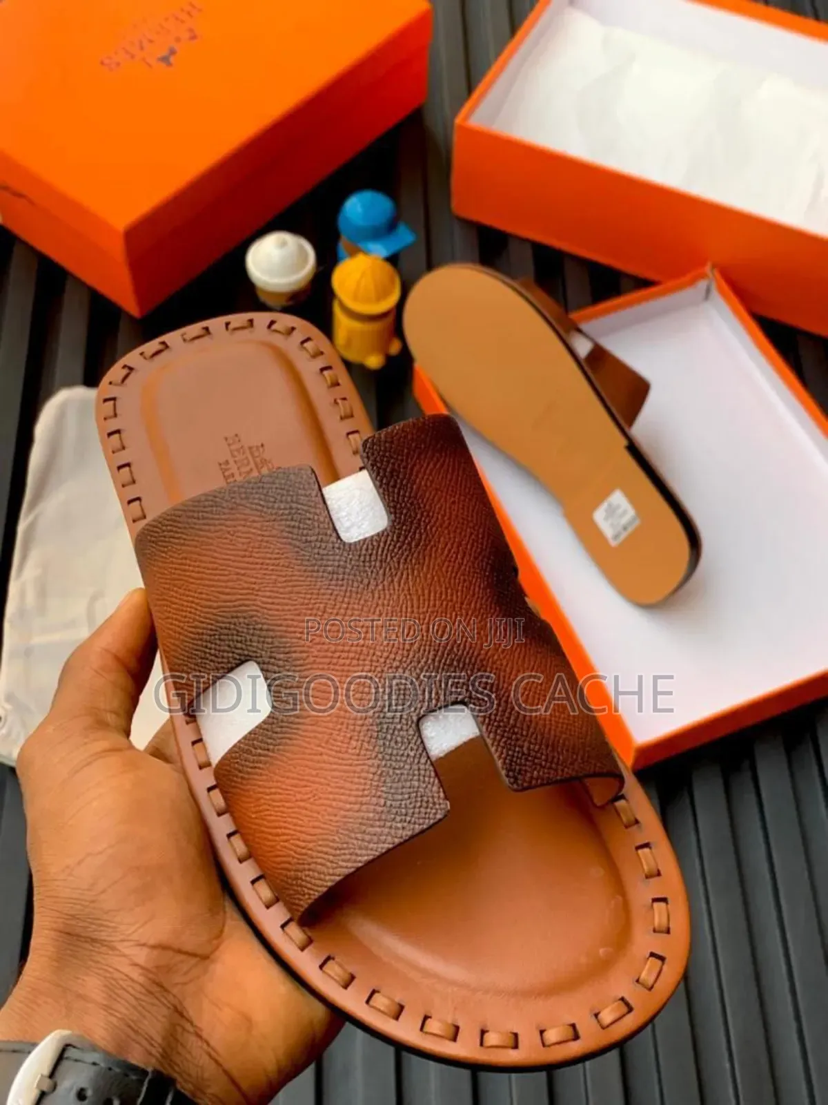 Hermes Stitched Leather Chappals