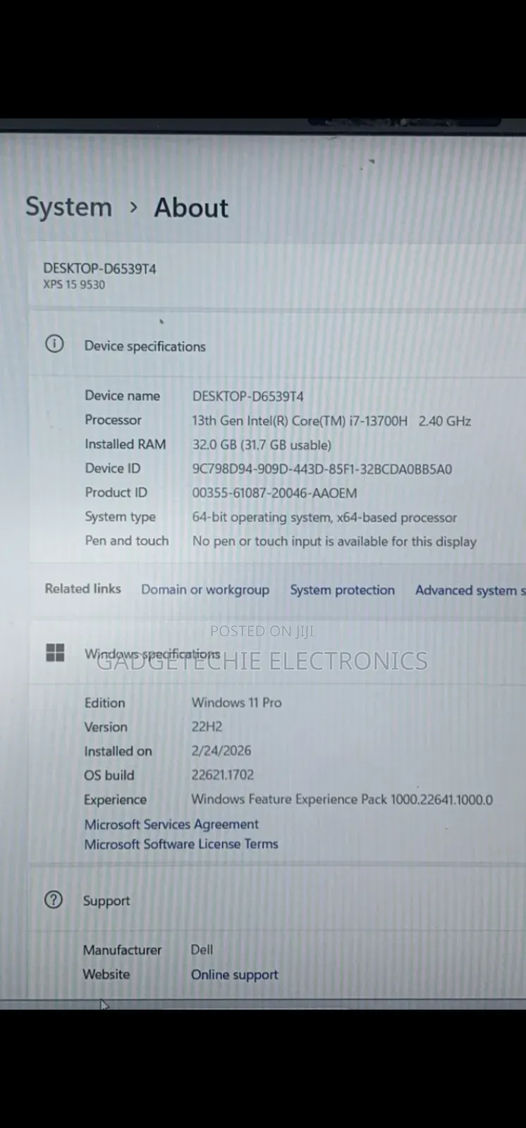 Laptop Dell XPS 15 (9530) 32GB Intel Core i7 SSD 1T