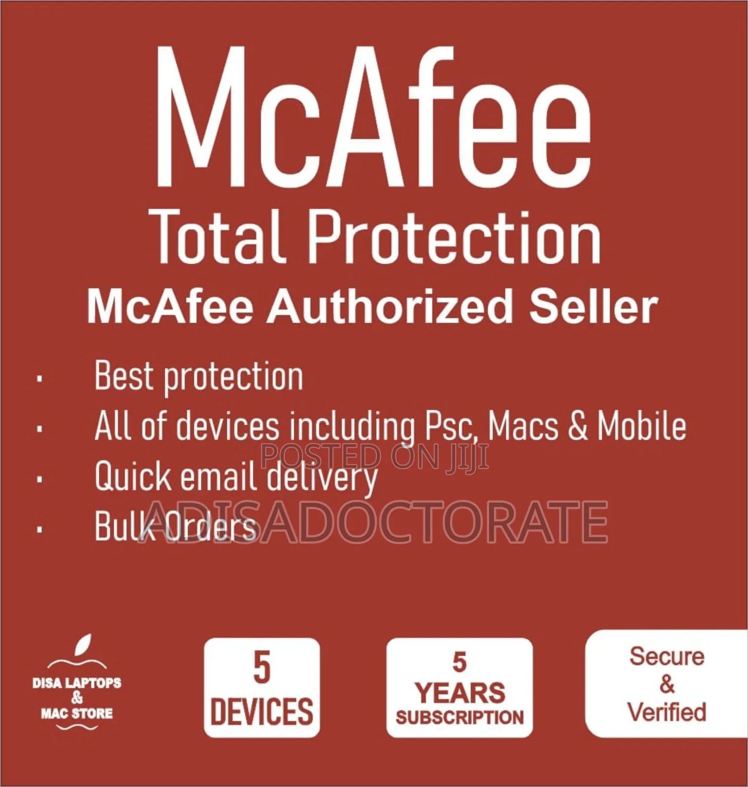 1 to 5 Users McAfee Antivirus Internet Security Gadget Original Link