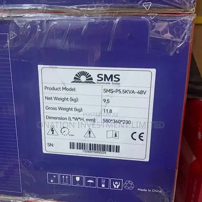 SMS 5.5kva 48v Hybrid Solar Inverter – Pure Sine Wave, High Efficiency