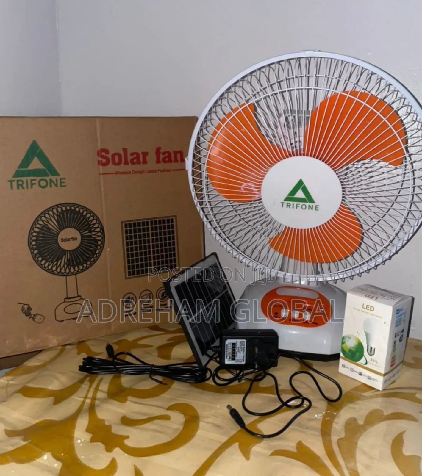 Trifone Solar Table Fan With Panel