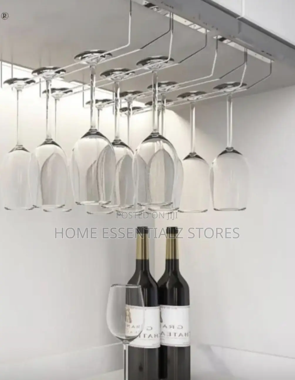 Under Cabinet Crystal Glass Holder - Stainless Steel Glass Cups Holder