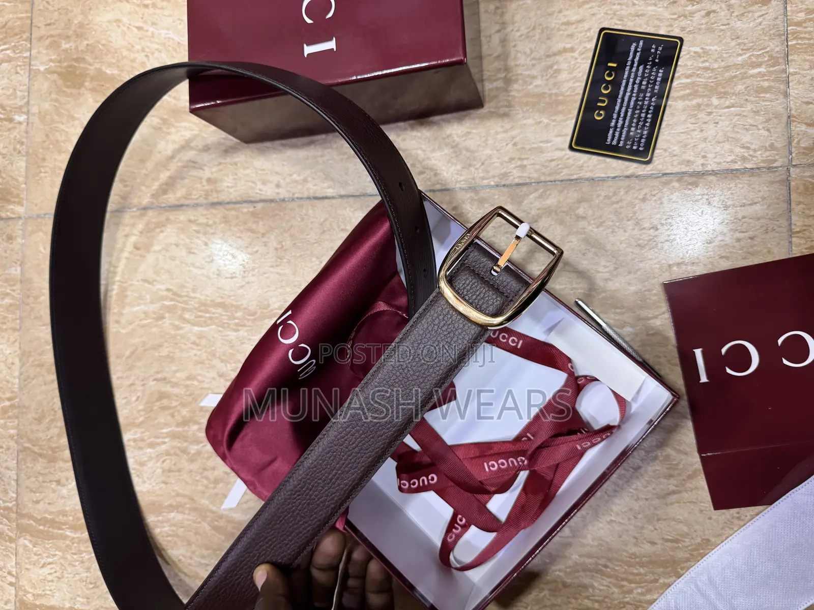 Original Italian Leather Gucci Brown Belt