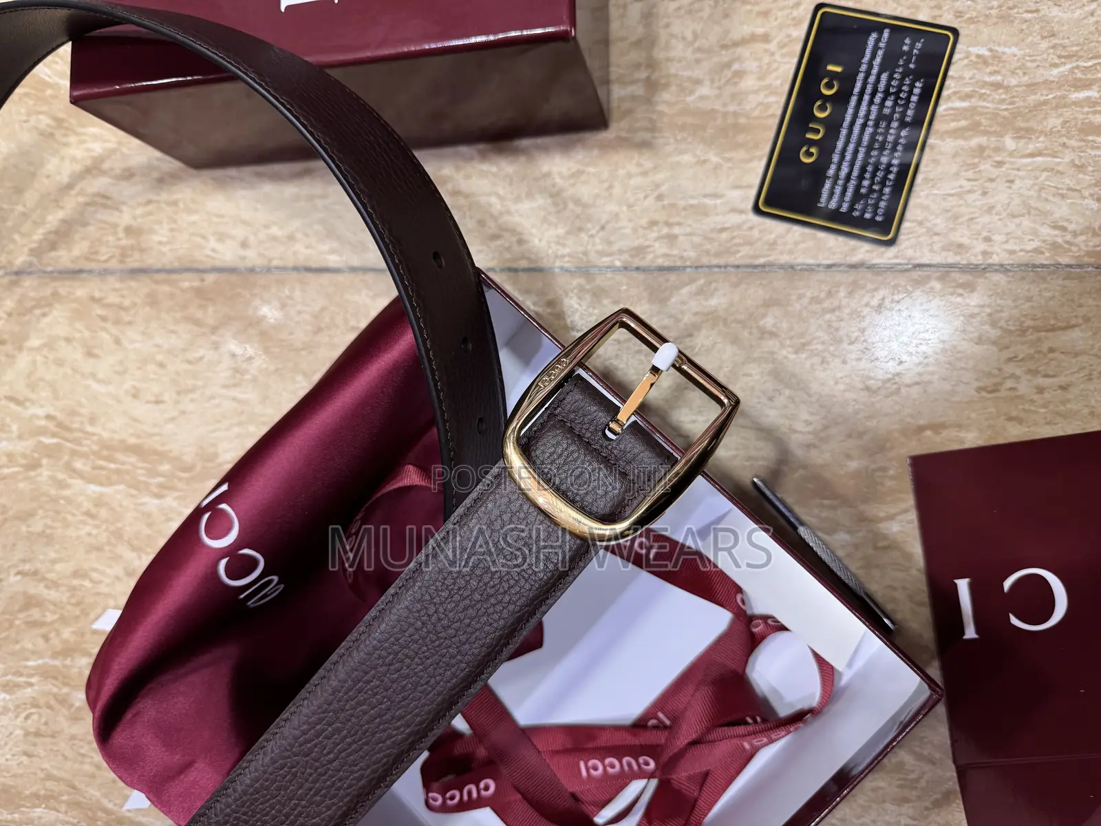 Original Italian Leather Gucci Brown Belt