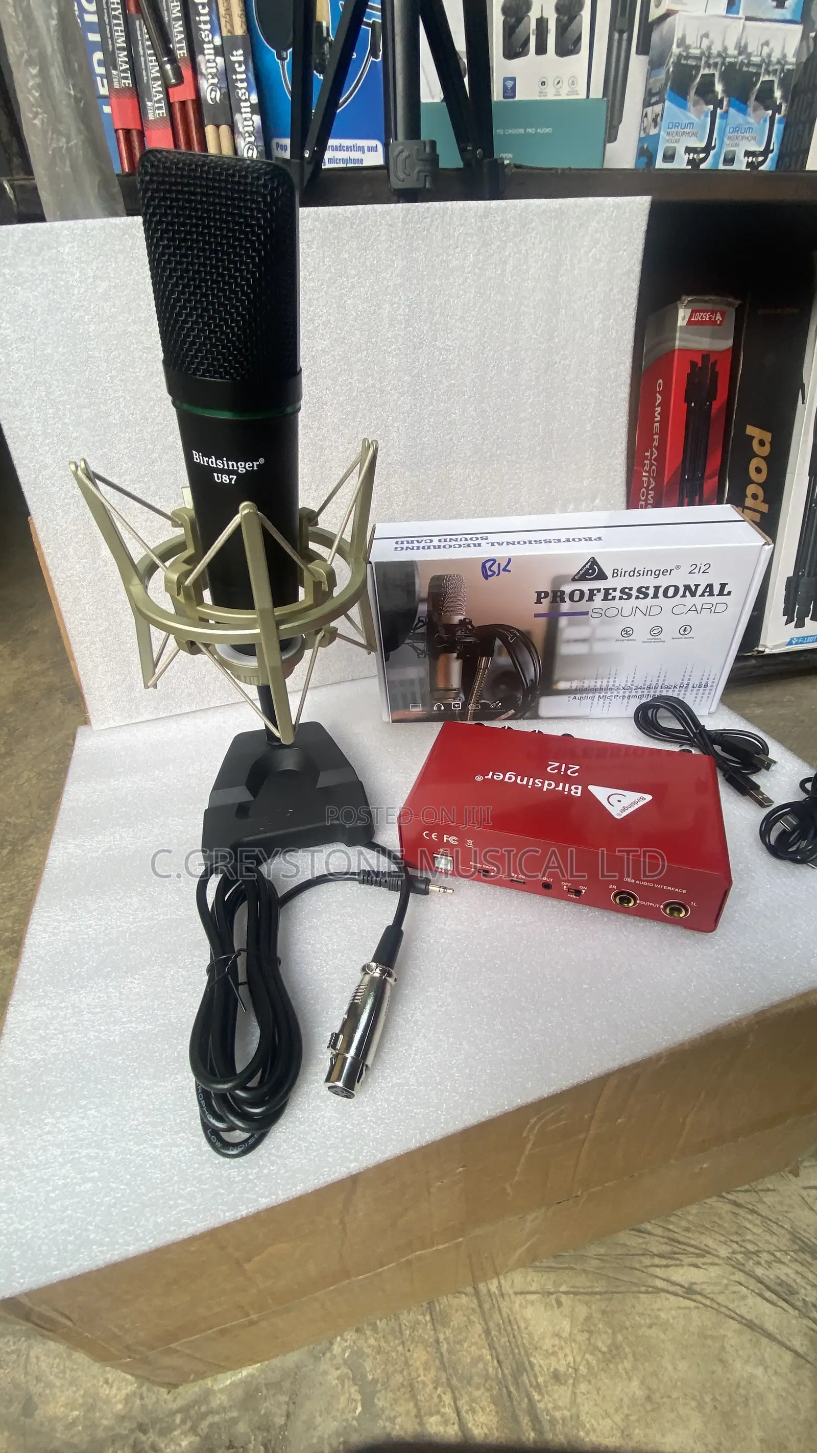 Complete Studio Set Sound Card and Microphone Birdsinger 2i2