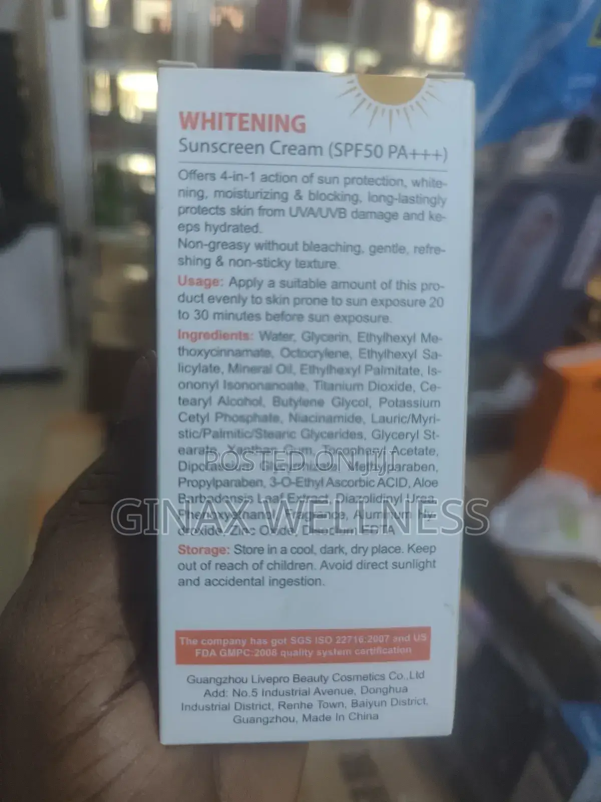 Disaar Whitening Sunscreen Cream With Nicotinamide, Vc, and Aloe Vera