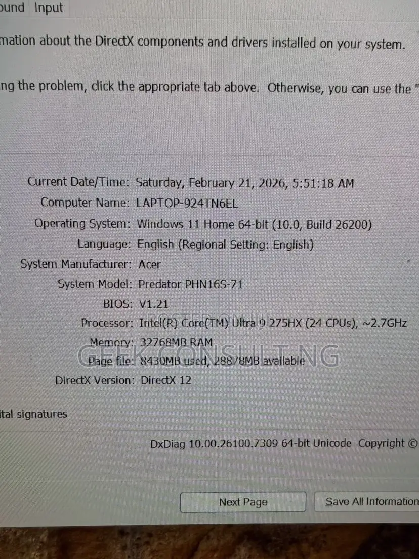 Laptop Acer Predator Helios Neo 16 32GB Intel Core Ultra 9 SSD 2T