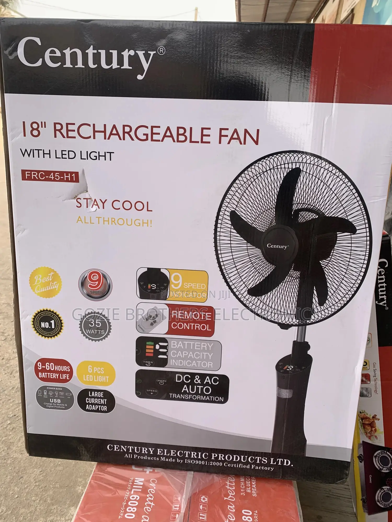 Century 18 Inches Rechargeable Standing Fan