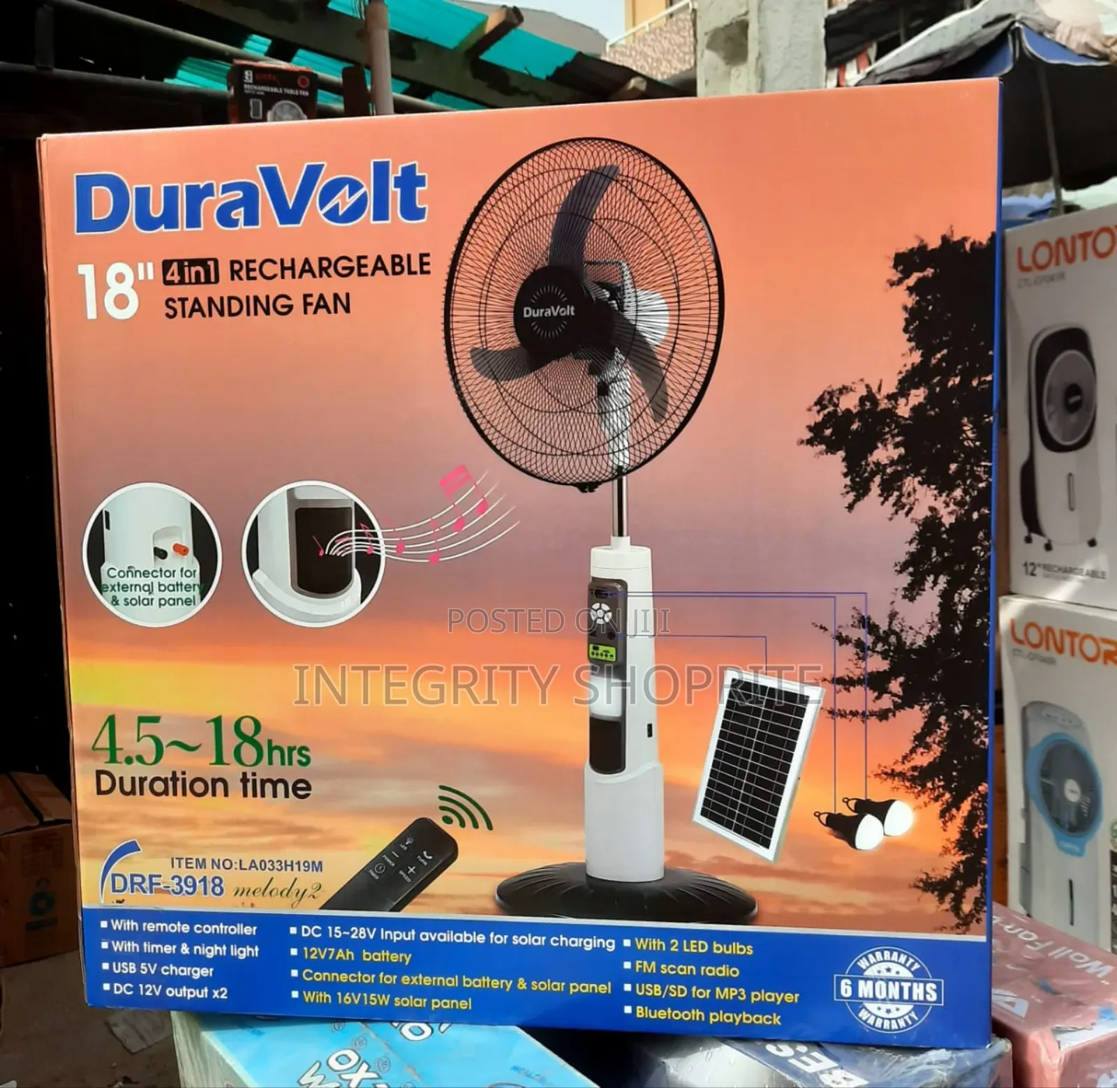 18inch 4in1 Duravolt Rechargeable Fan