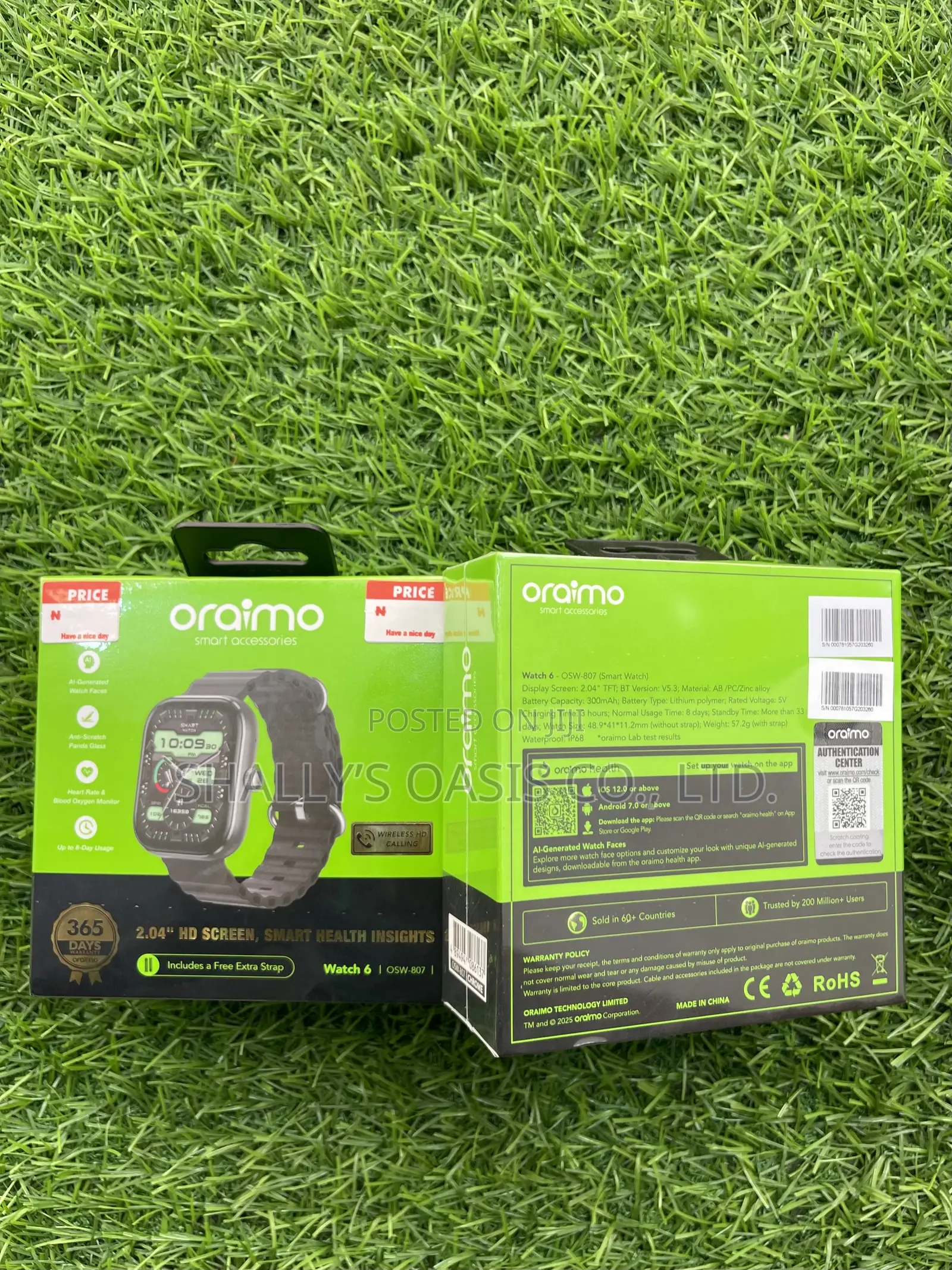 Oraimo Watch 6 Smartwatch – Sleek Edition | Bluetooth Call | Brand New