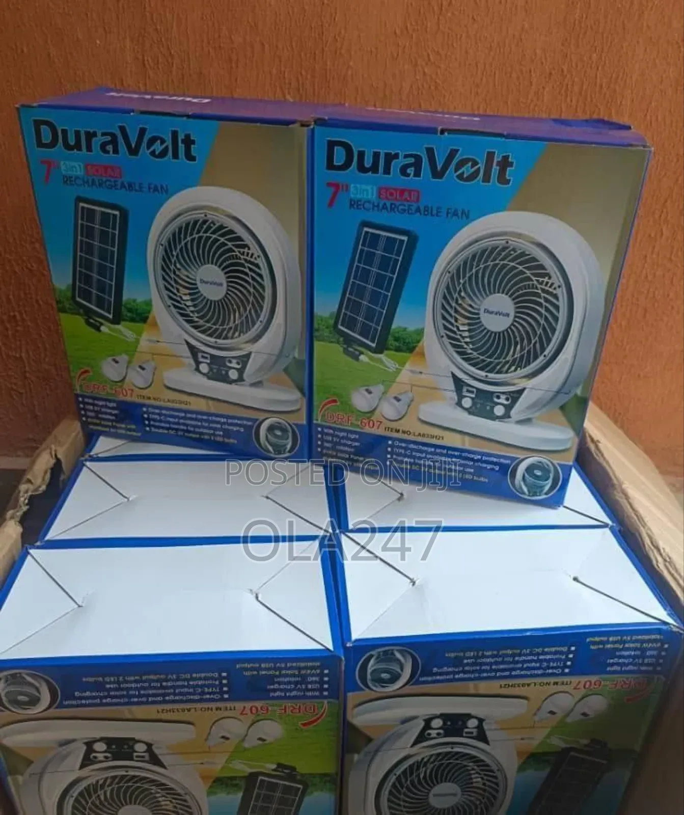 Duravolt 7" 3-in-1 Solar Rechargeable Fan (Drf-607)