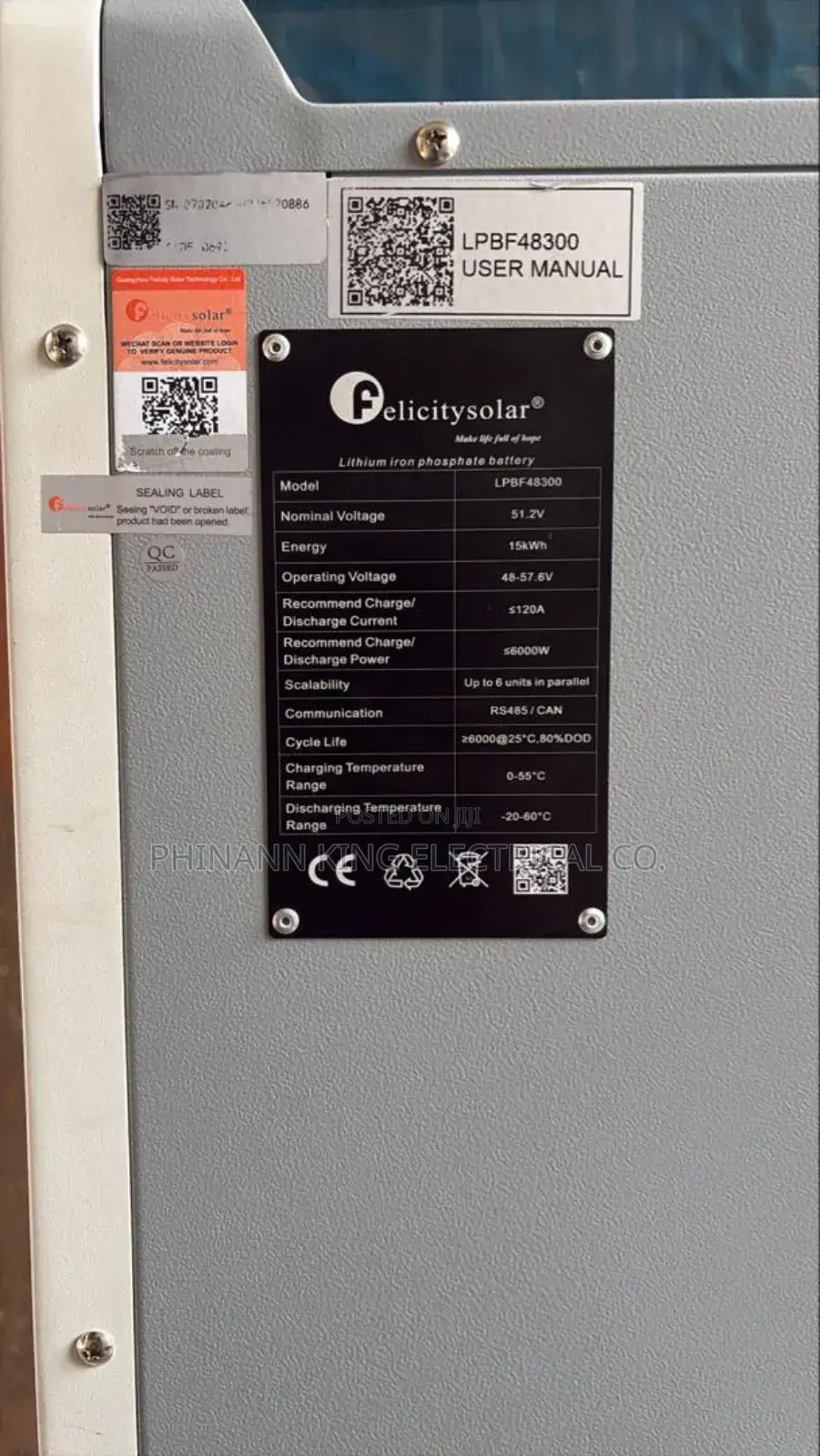 Felicity Solar Lithium Battery 15kwh 51.2v
