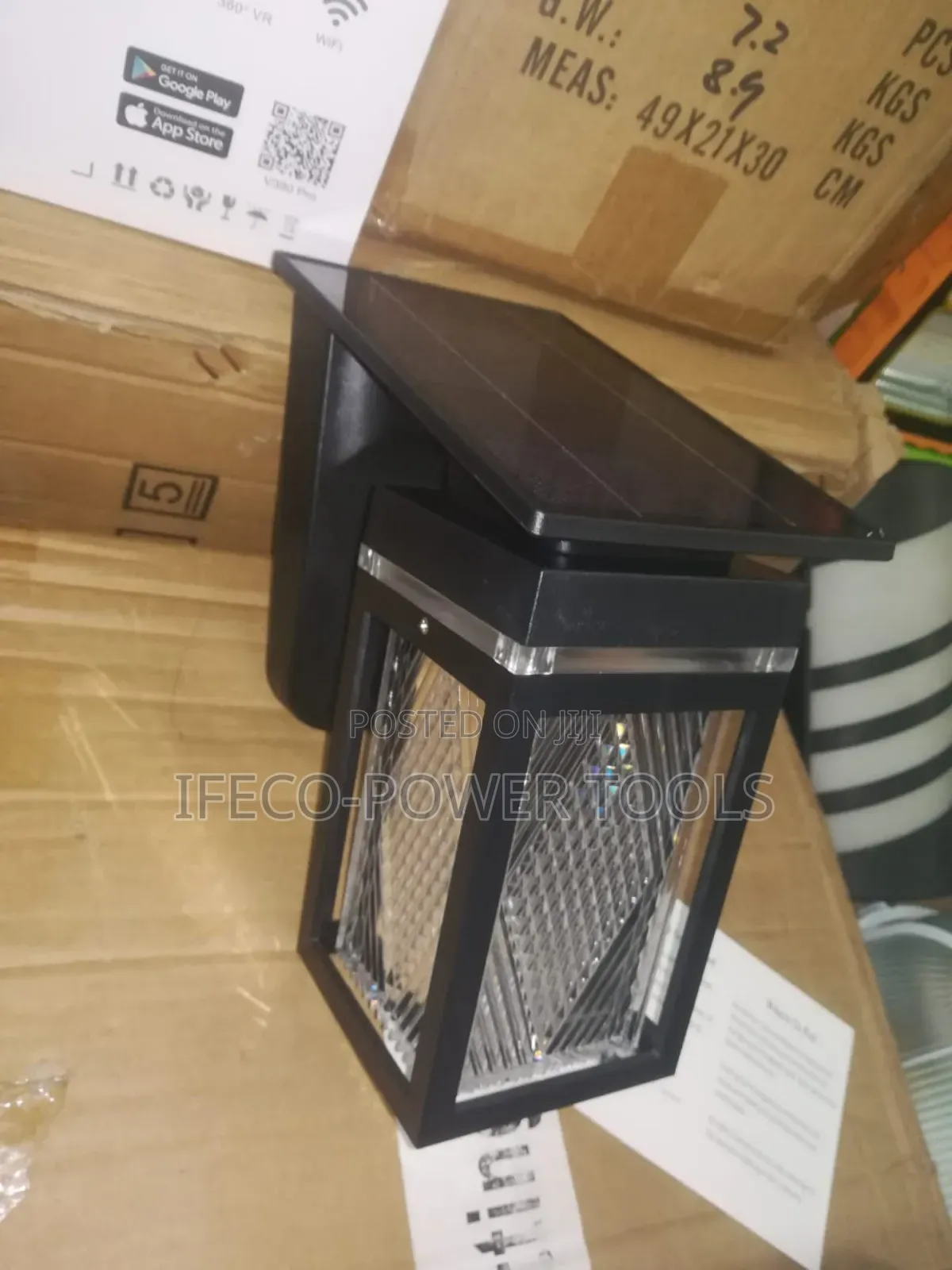 Outdoor Waterproof Solar Wall Light Featuring a Black Abs Plastic